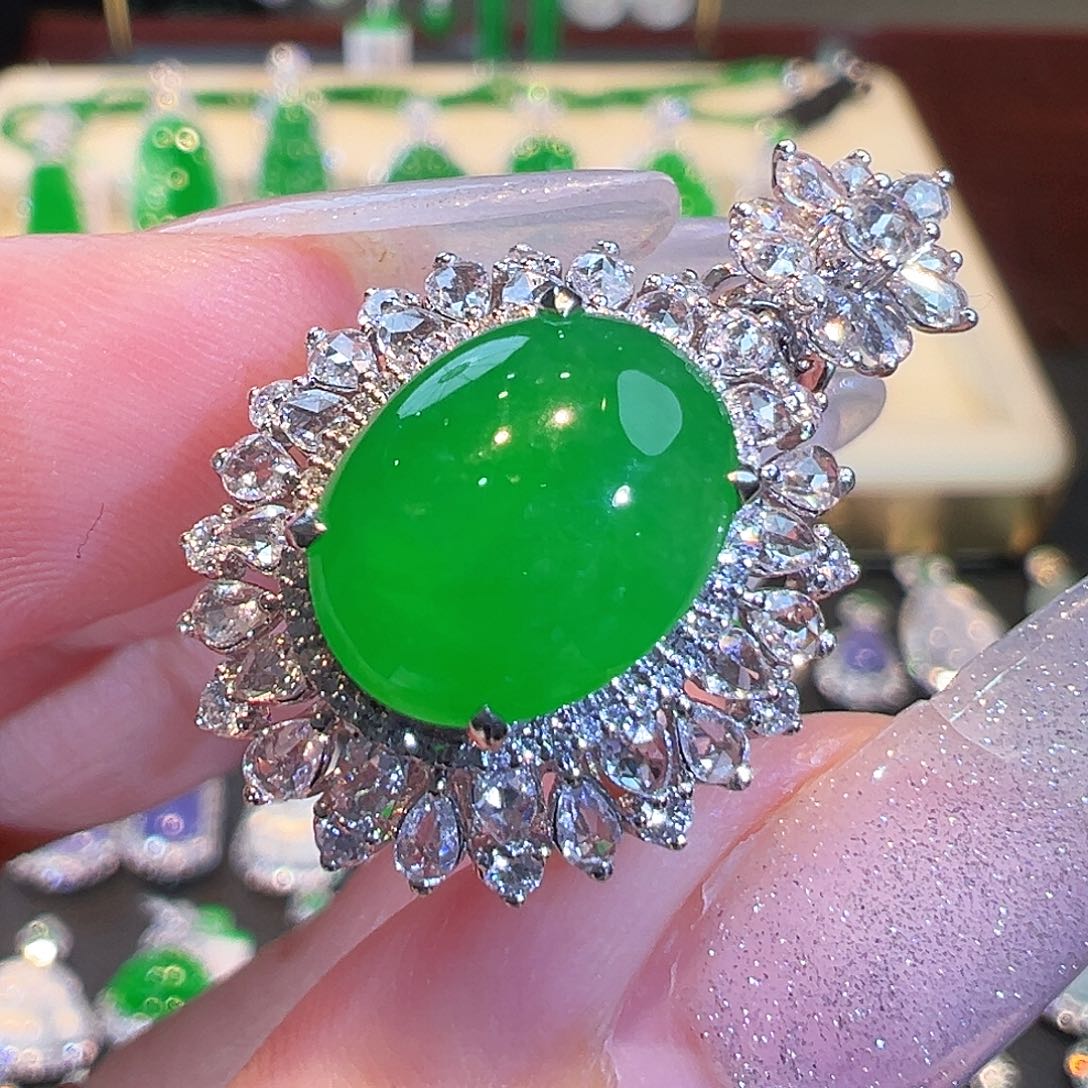 翡翠戒指18K金镶嵌两用款