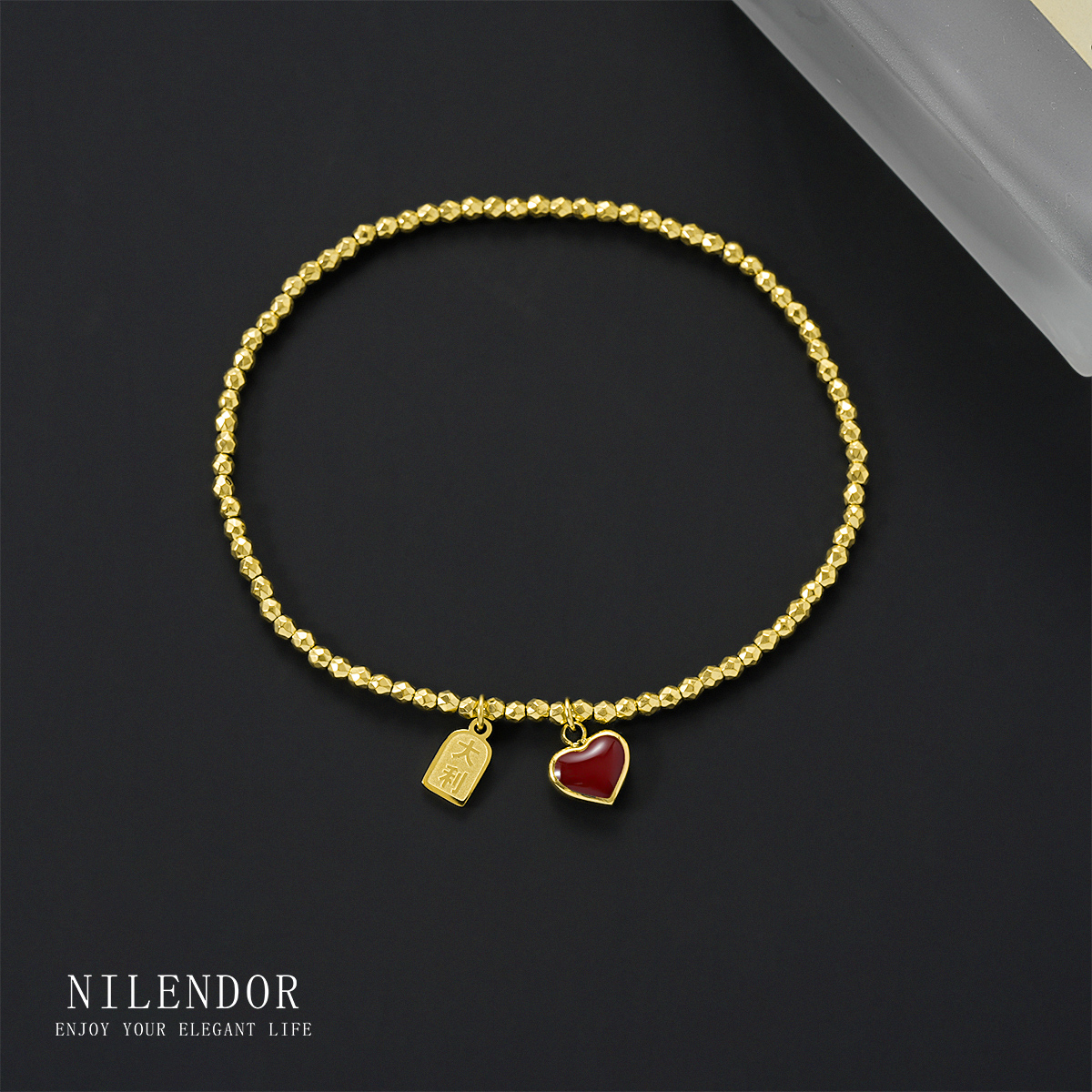 钛钢手链 SL-97时尚气质通勤百搭大利红色爱心手链