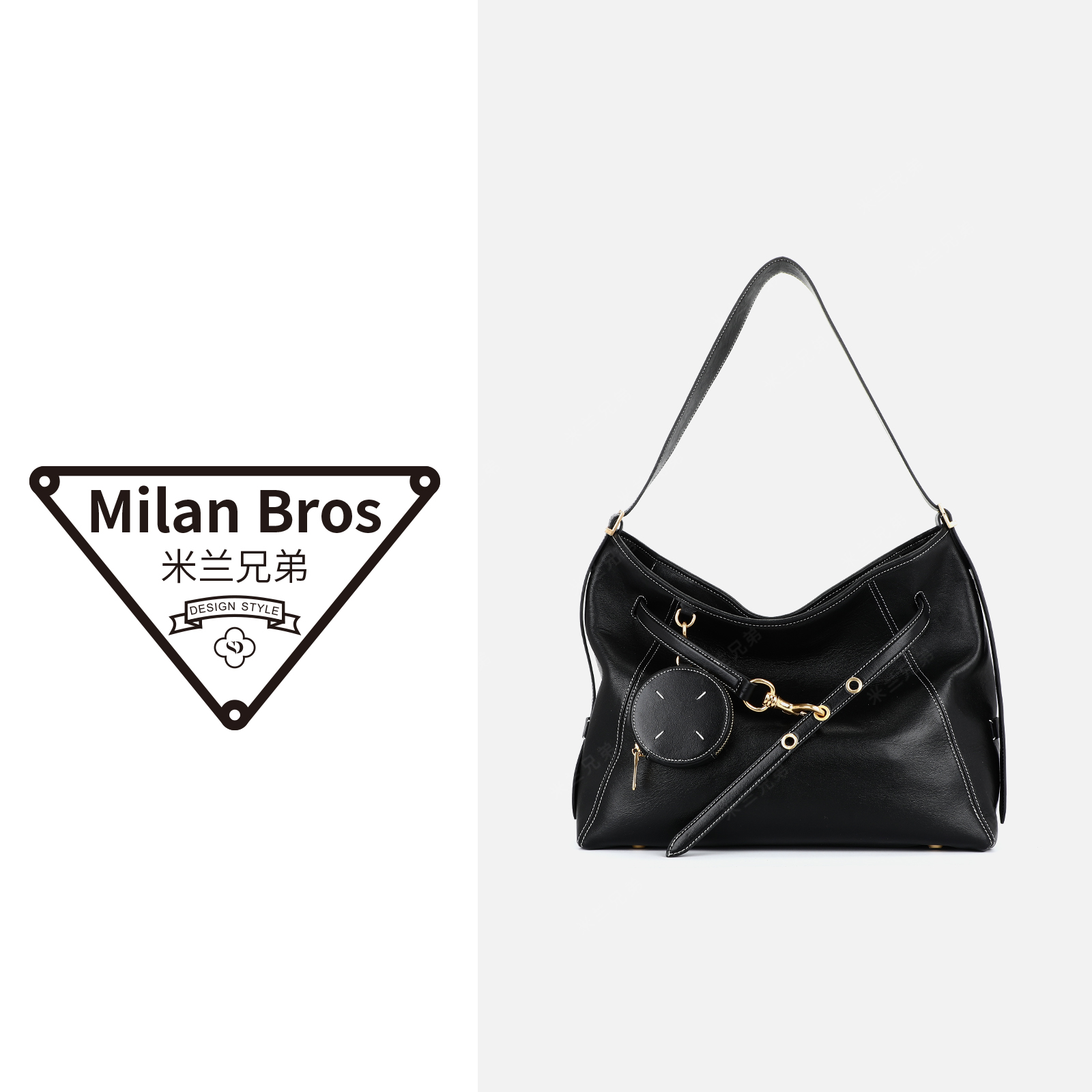 【米兰兄弟】时尚女士头层牛皮腋下包