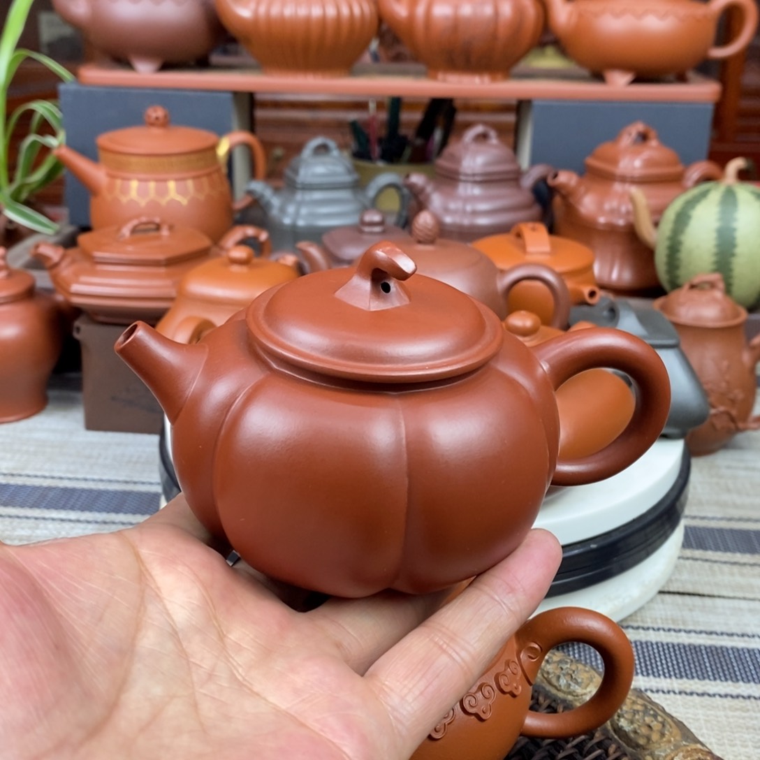 紫砂茶壶南瓜260cc原矿朱泥特价