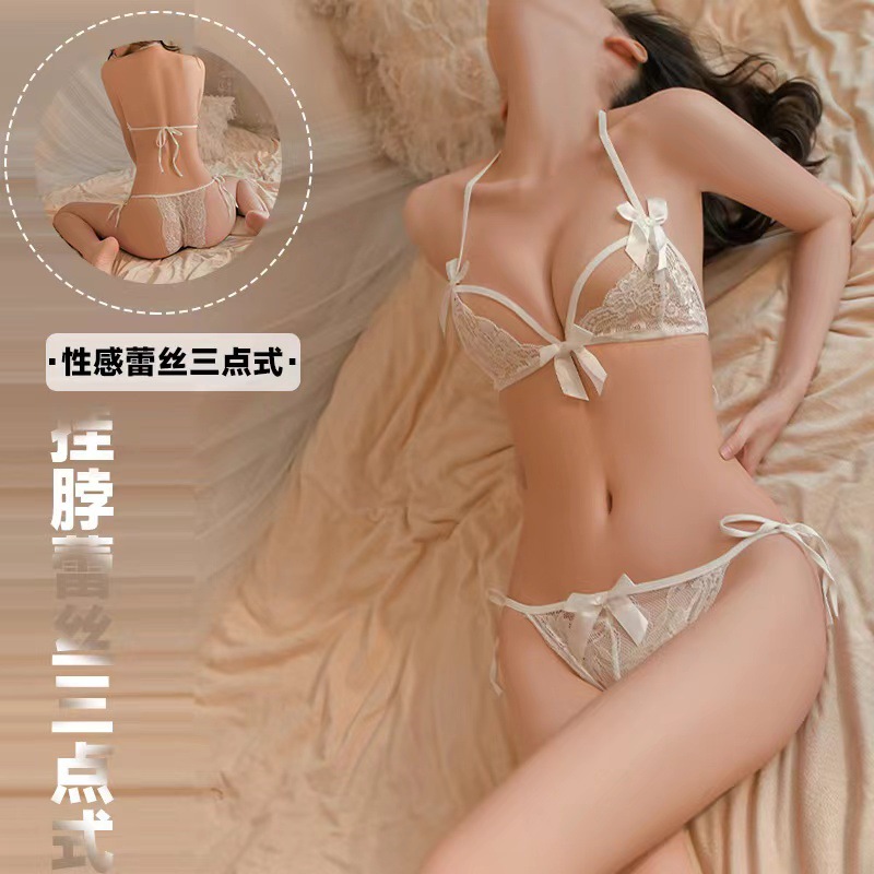 【爆款】唯美纱新款性感情趣内衣蕾丝绑带三点式情趣套装激情免脱
