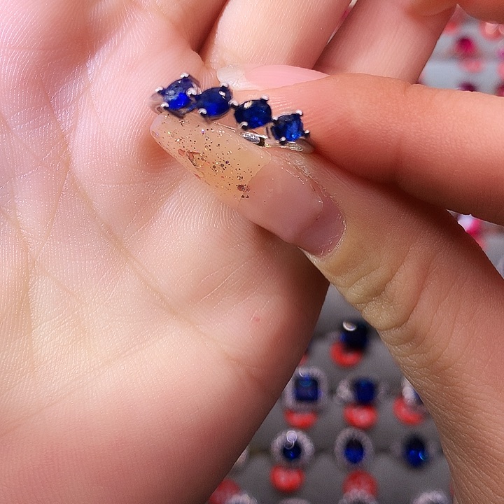 蓝宝石戒指银S925镶嵌