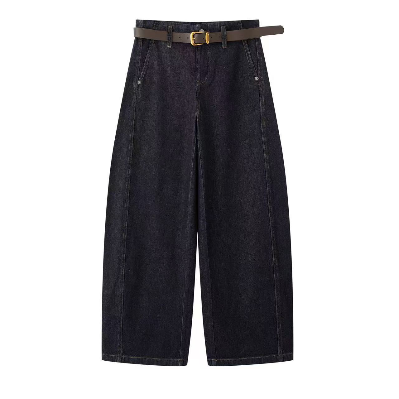 艾家商场同款2025秋冬新款高腰阔腿裤牛仔裤女AR324109