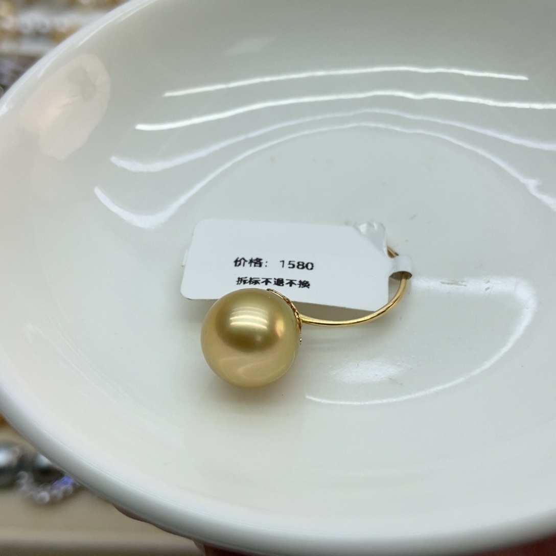 海水珍珠戒指18K金镶嵌