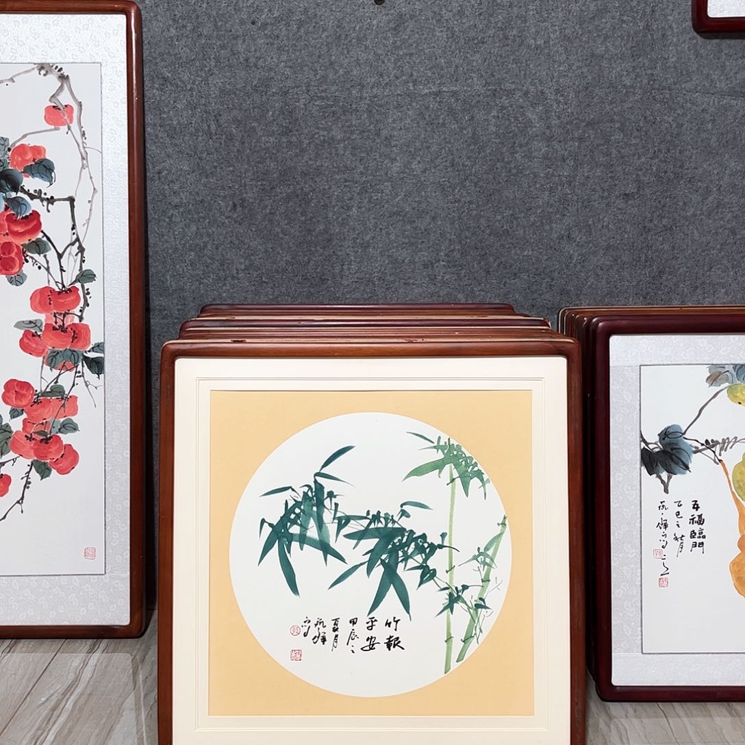 国画书画作品带框63×63