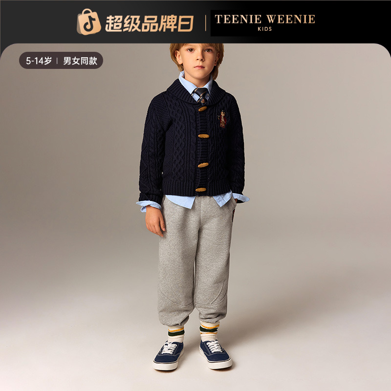 TeenieWeenie Kids小熊童装25新秋冬男女童休闲时尚拼接加绒卫裤