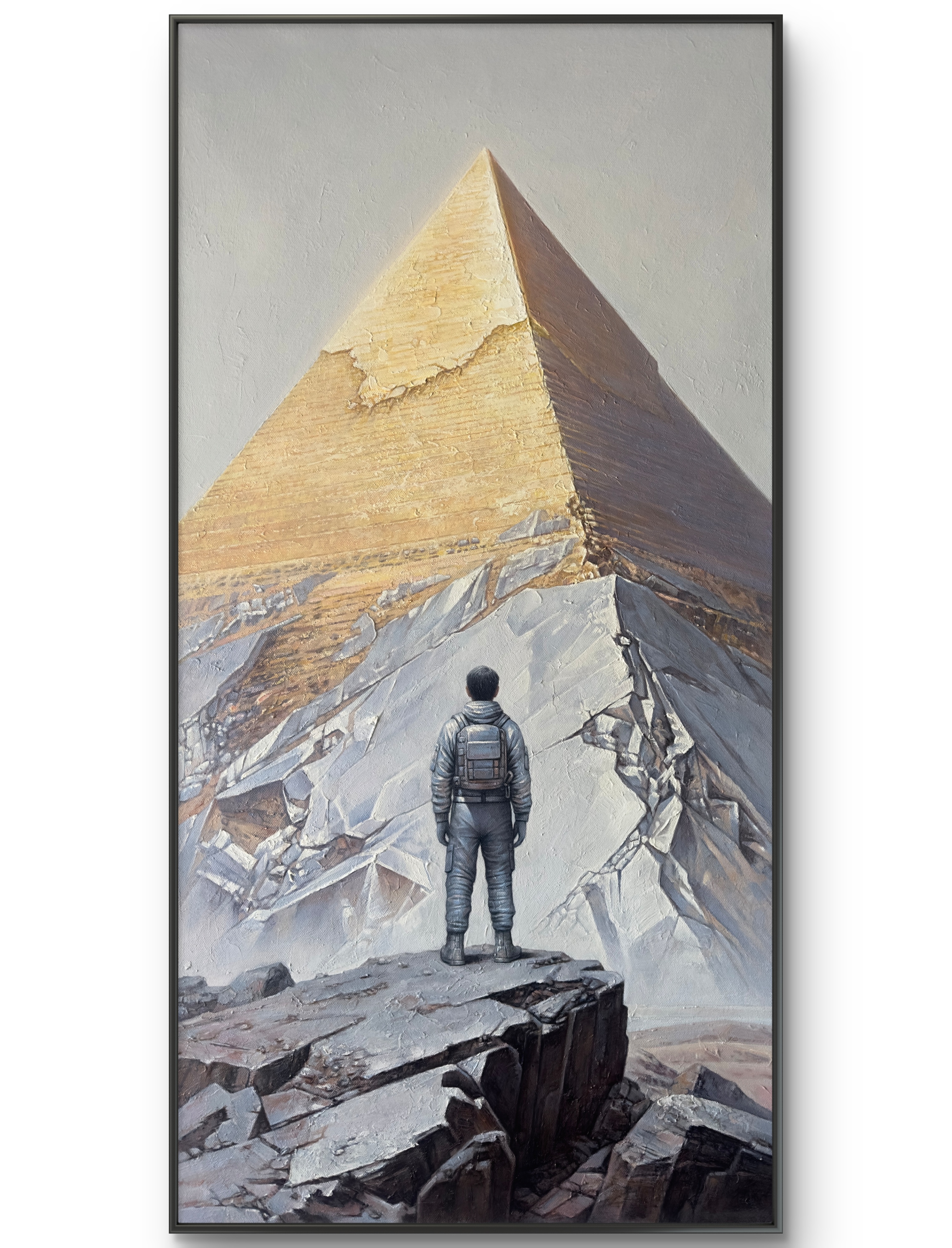 《人生金字塔》张奇添原创油画的肌理复刻版画玄关书房客厅装饰画