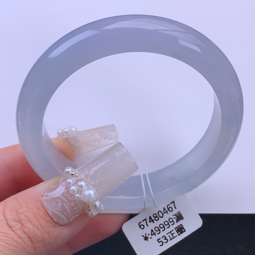 翡翠手镯未镶嵌糯冰淡紫正圈