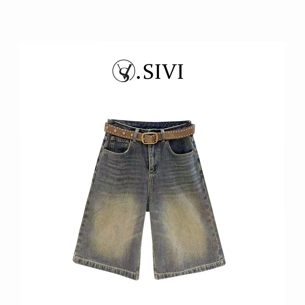 熙薇【西风落叶】2025早秋新款百搭潮流时尚休闲牛仔短裤H3955