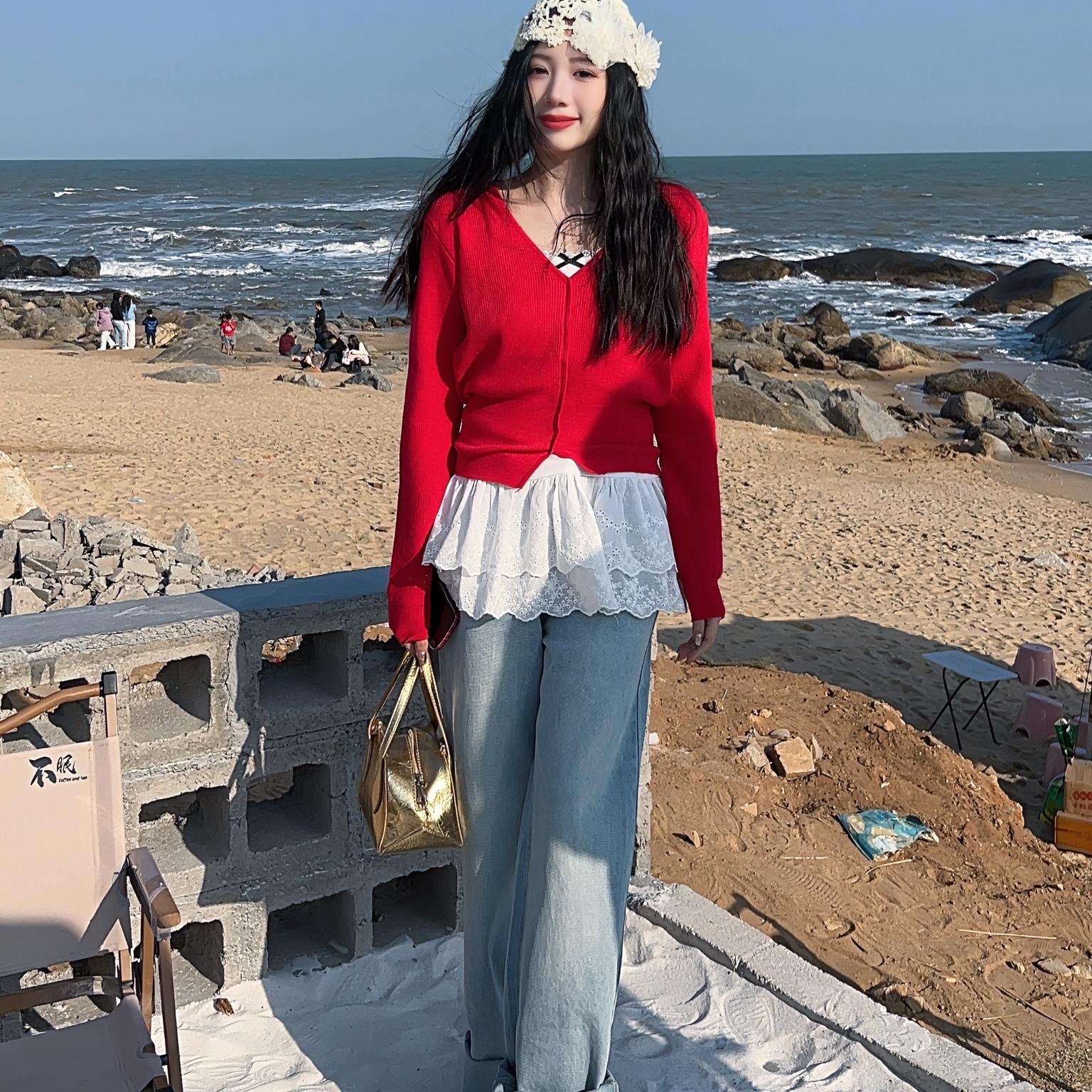 2025早春新品宽松直筒浅色显瘦高腰直筒牛仔裤春时尚百搭休闲