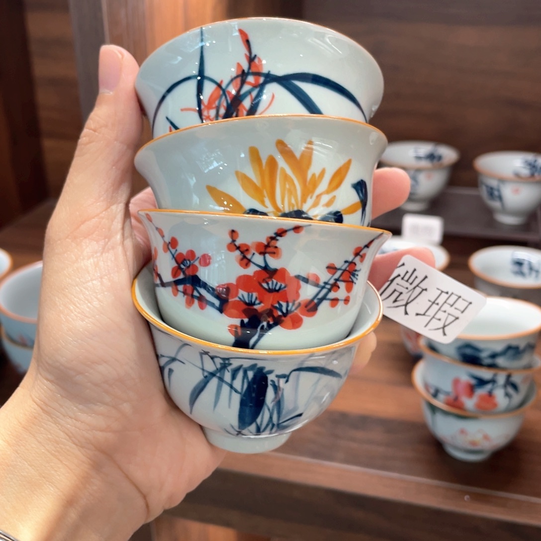 纯手绘釉下彩微瑕