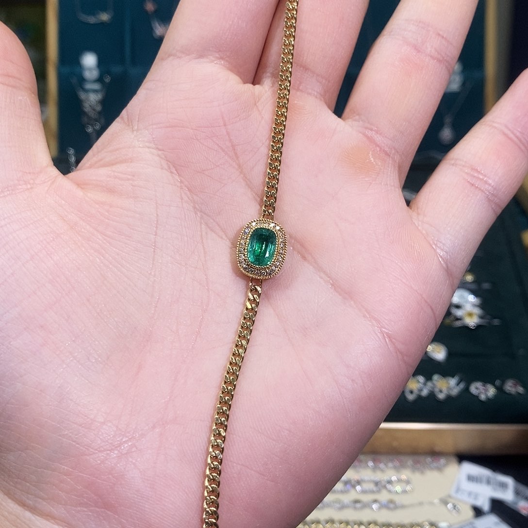 祖母绿手链18K金镶嵌手链