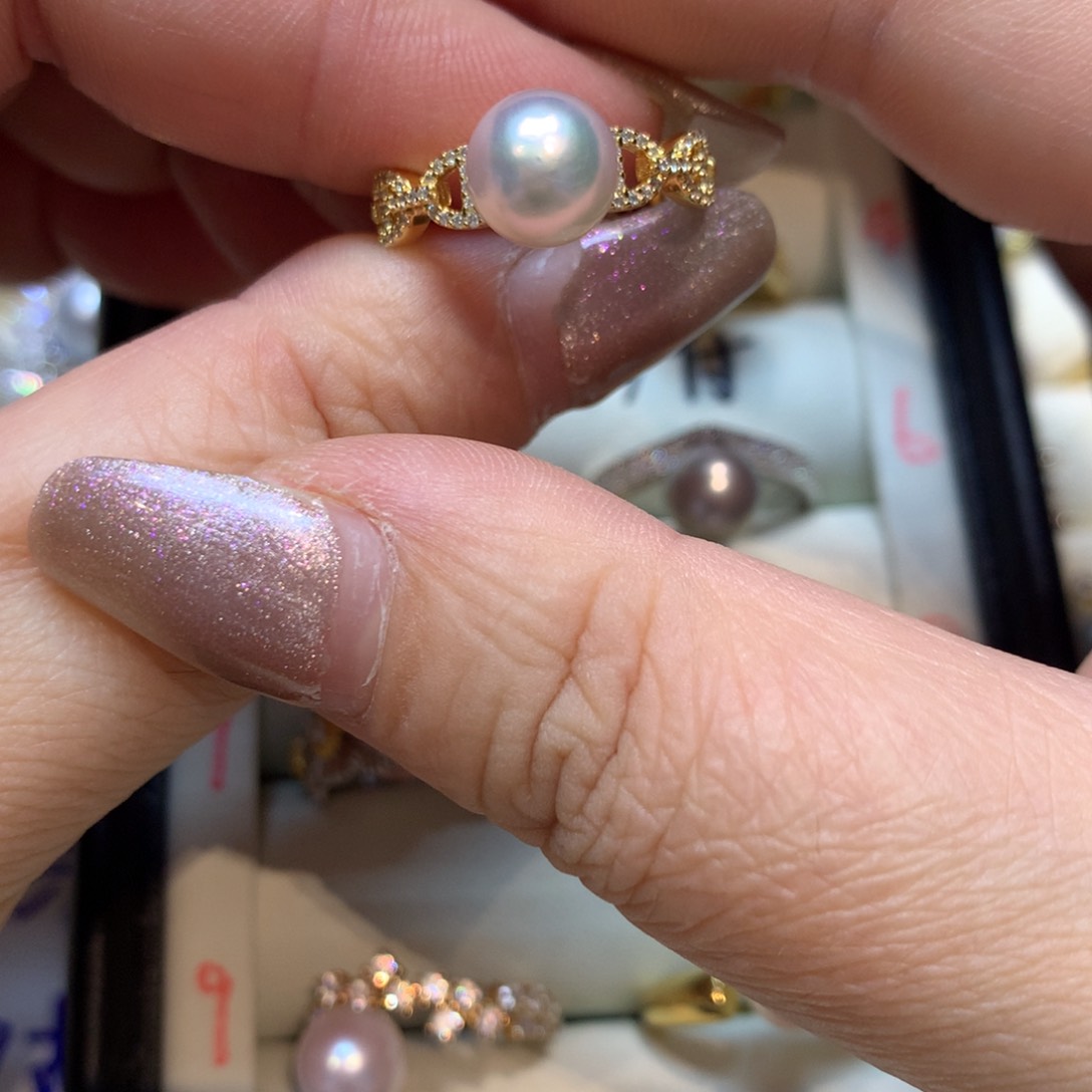 海水珍珠戒指银S925镶嵌