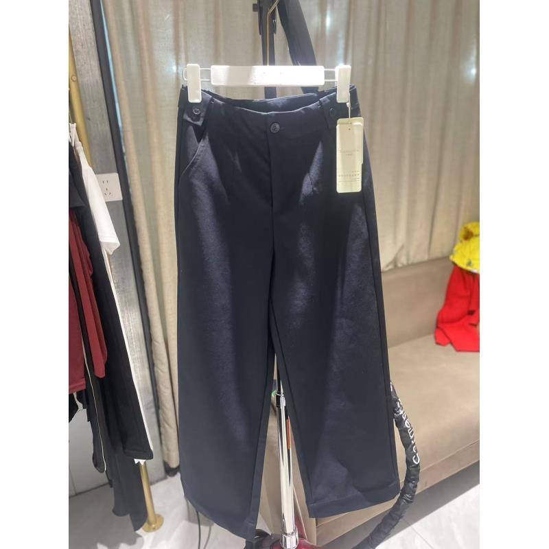 6392#腰头扣子装饰直筒西裤女休闲高腰直筒显瘦时尚百搭潮流