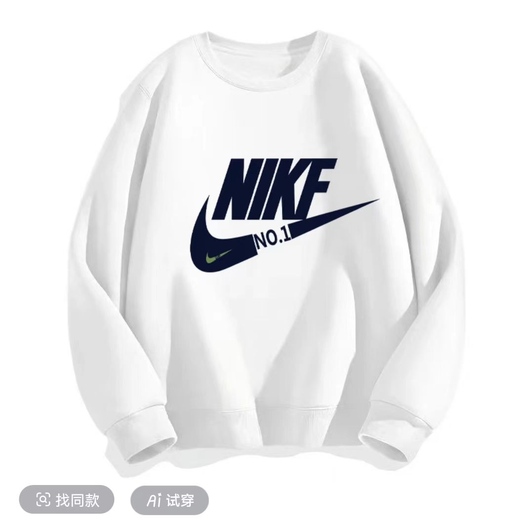 秋季无领宽松型字母男士无帽卫衣运动宽松百搭休闲潮流圆领套头