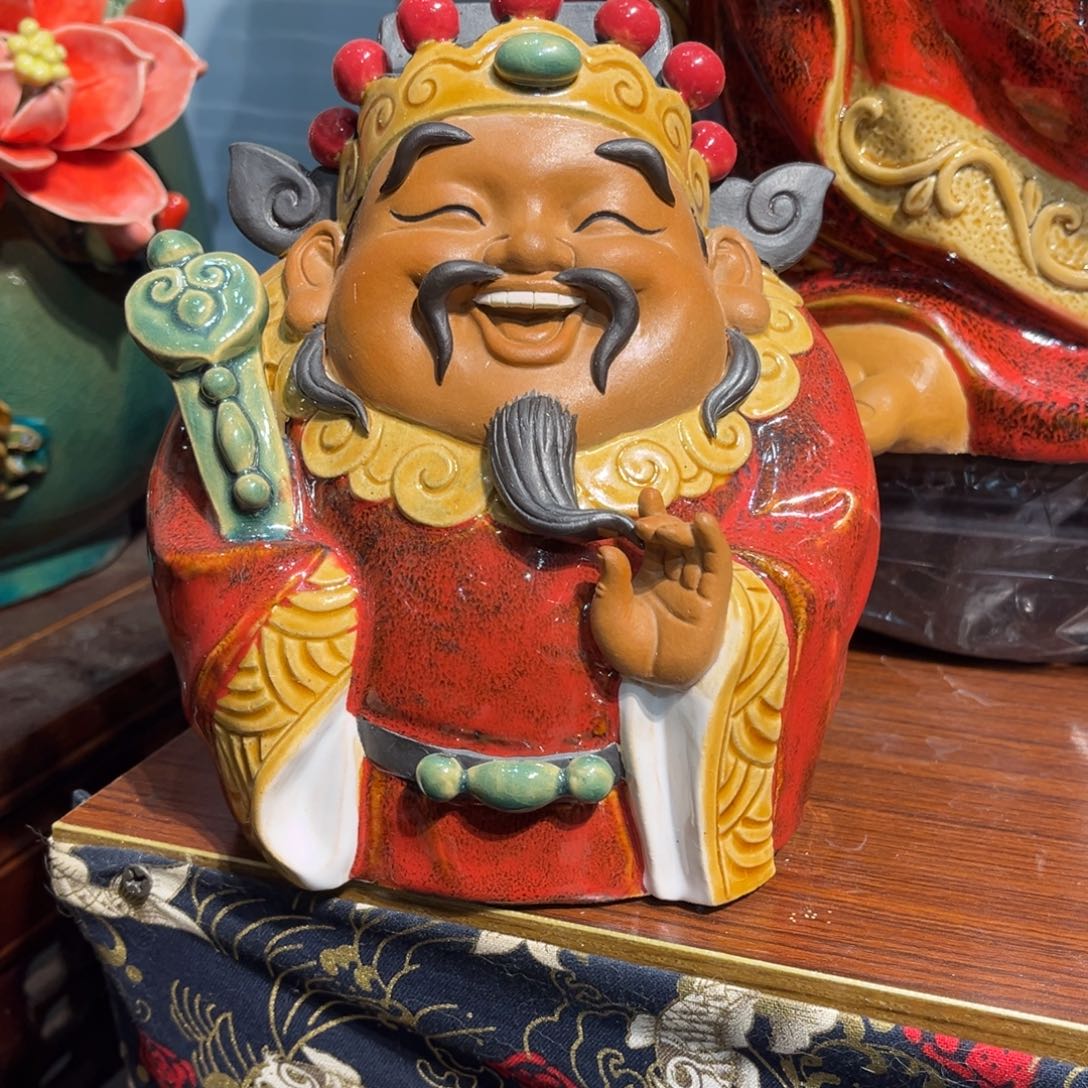 V***i陶瓷小财神石湾陶