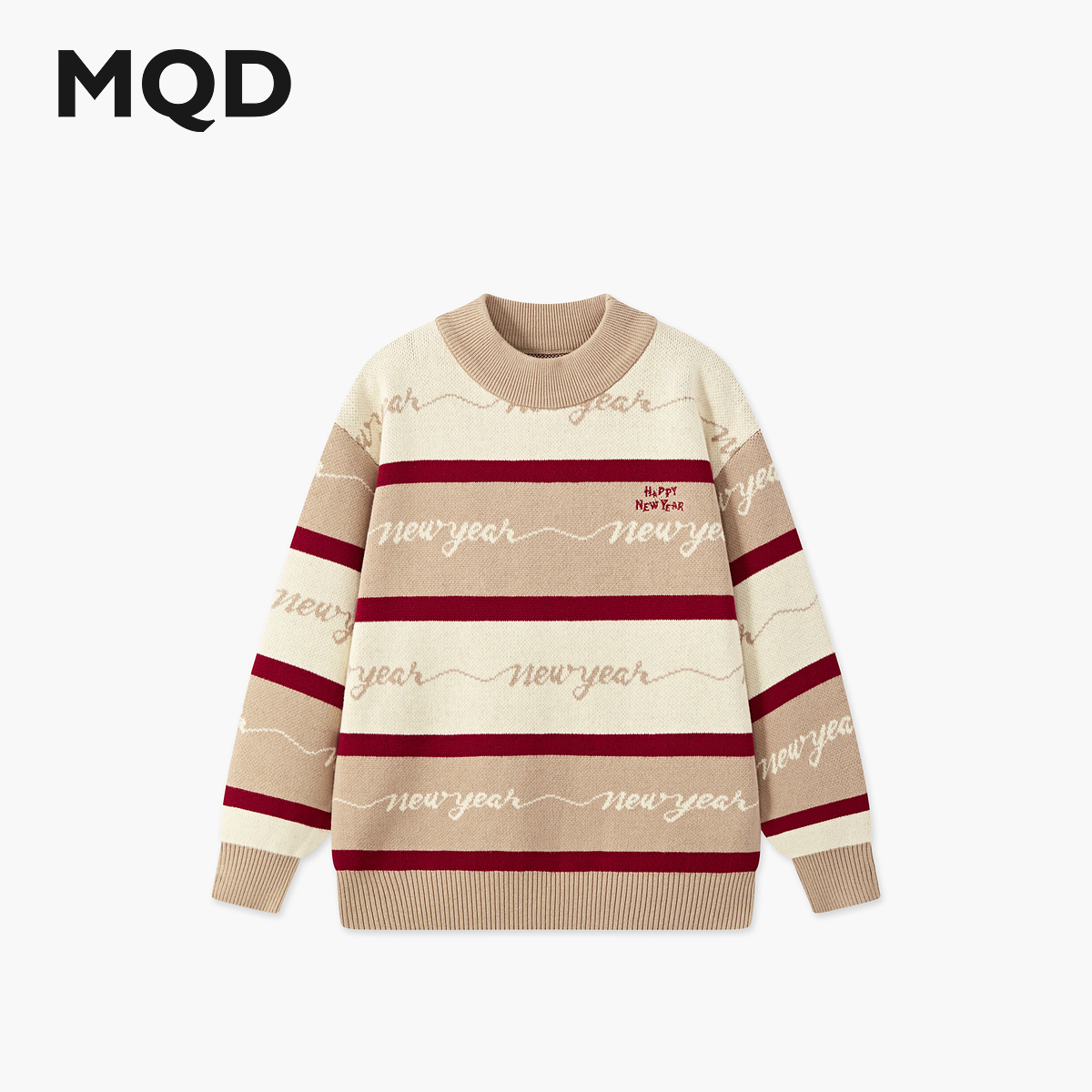 【拜年服】MQD男童25冬新款学院撞色条纹半高领针织衫9654W0781