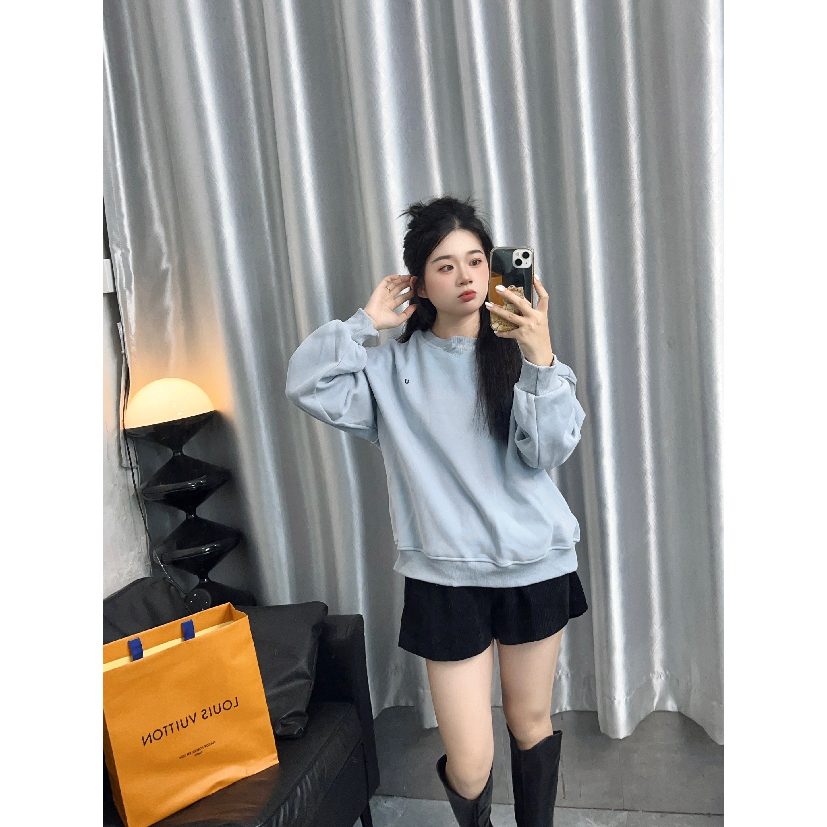 【虎妹推荐】小个子休闲加绒纯色百搭卫衣