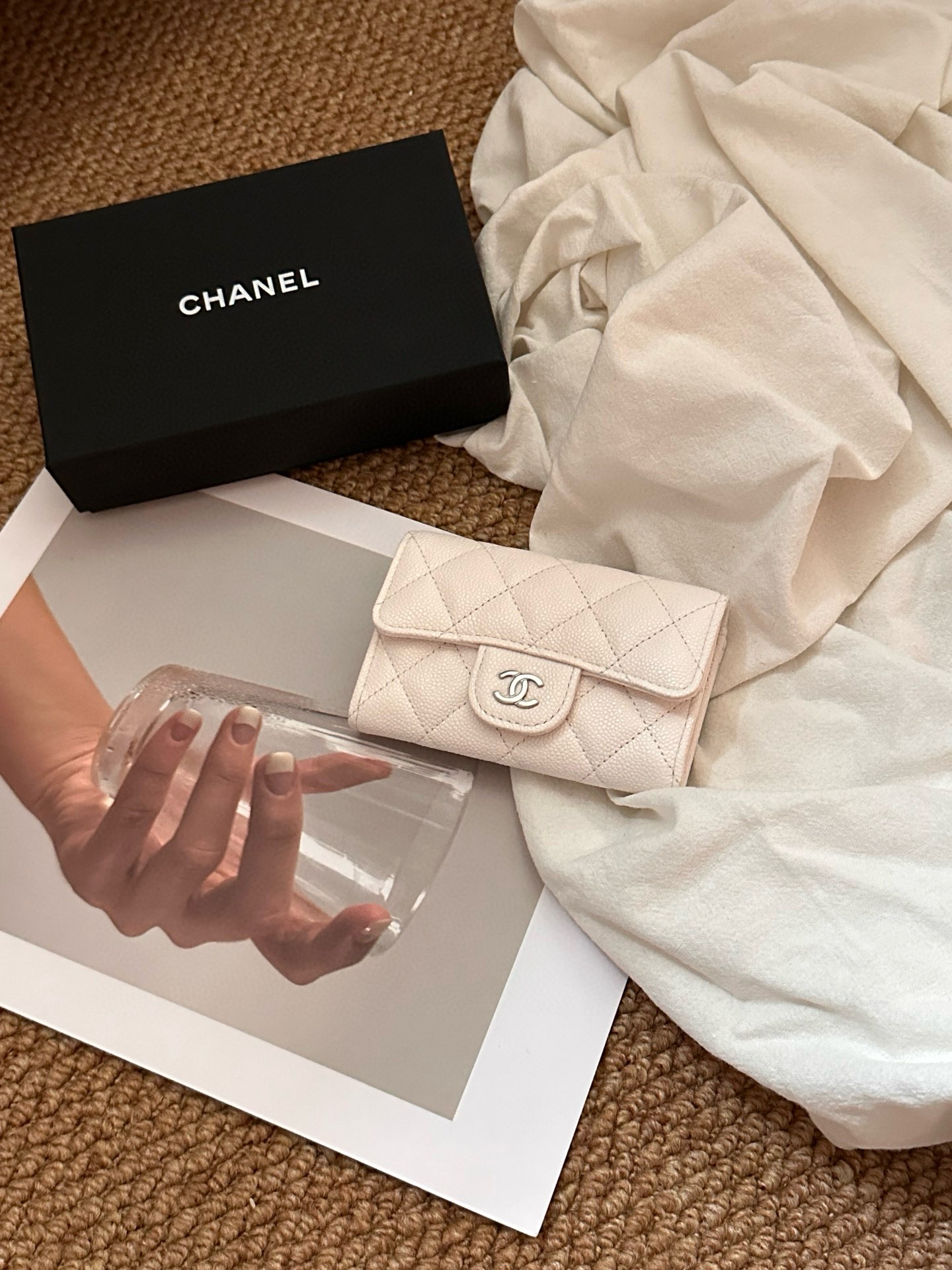 全新未使用 Chanel/香奈儿 chanel24s粉白色卡包
