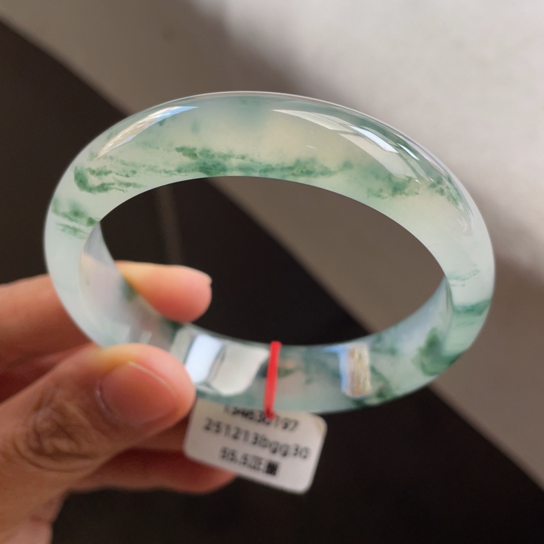 翡翠未镶嵌手镯冰胶起光飘花手镯