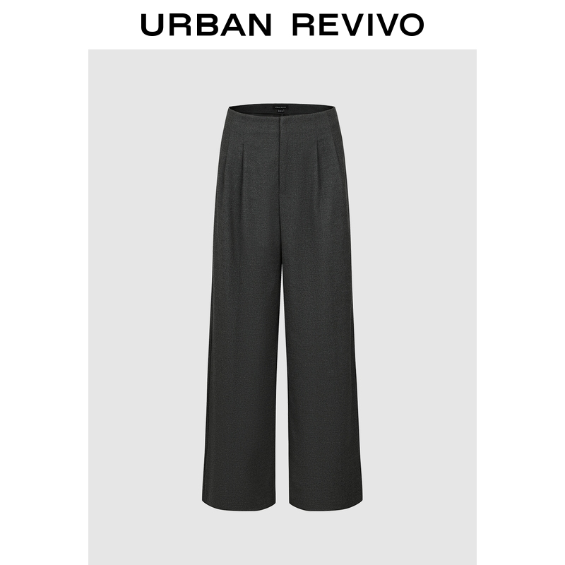 UR2025冬季新款女装魅力气质通勤百搭捏褶阔腿裤UWG650108
