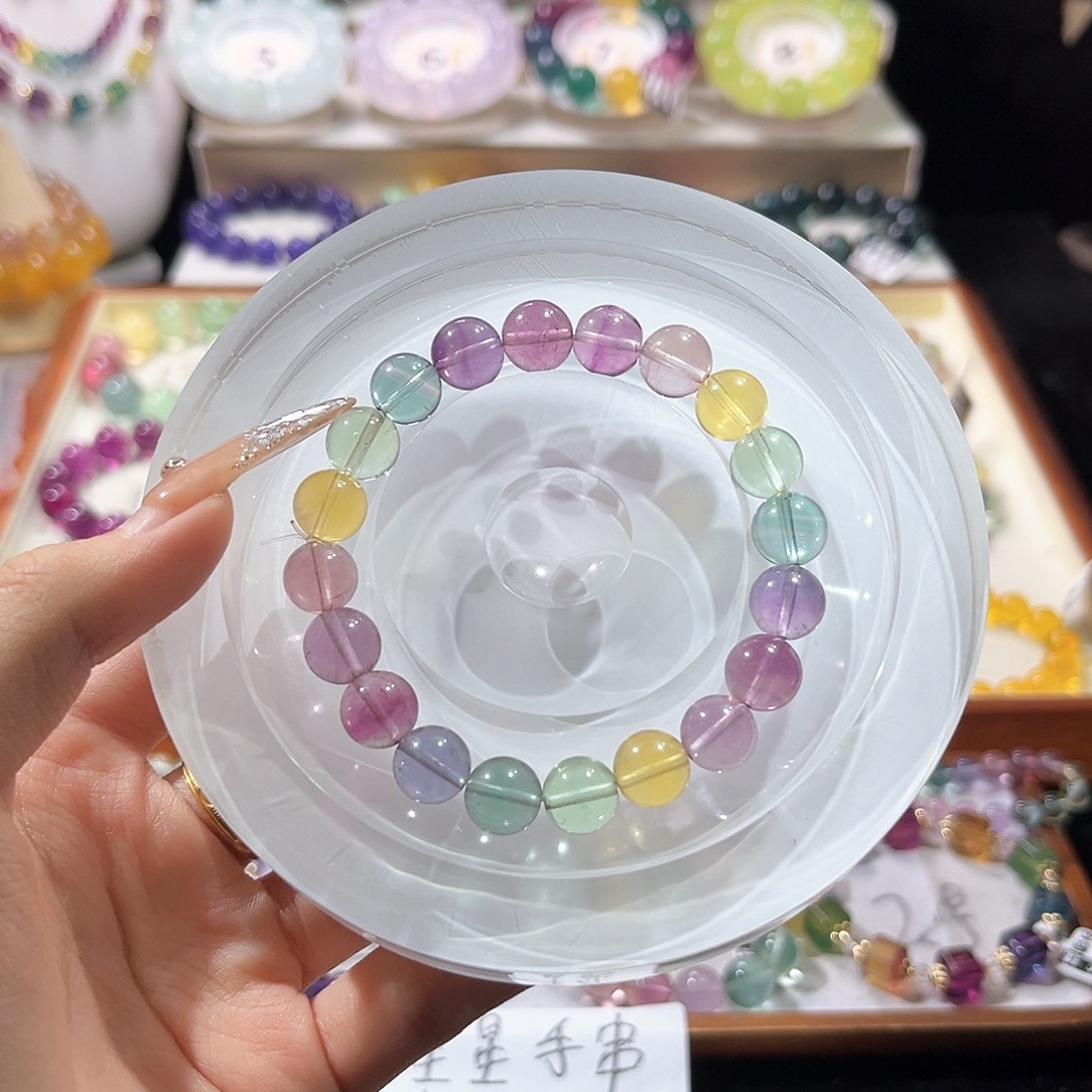 未镶嵌手链萤石彩虹冰透体