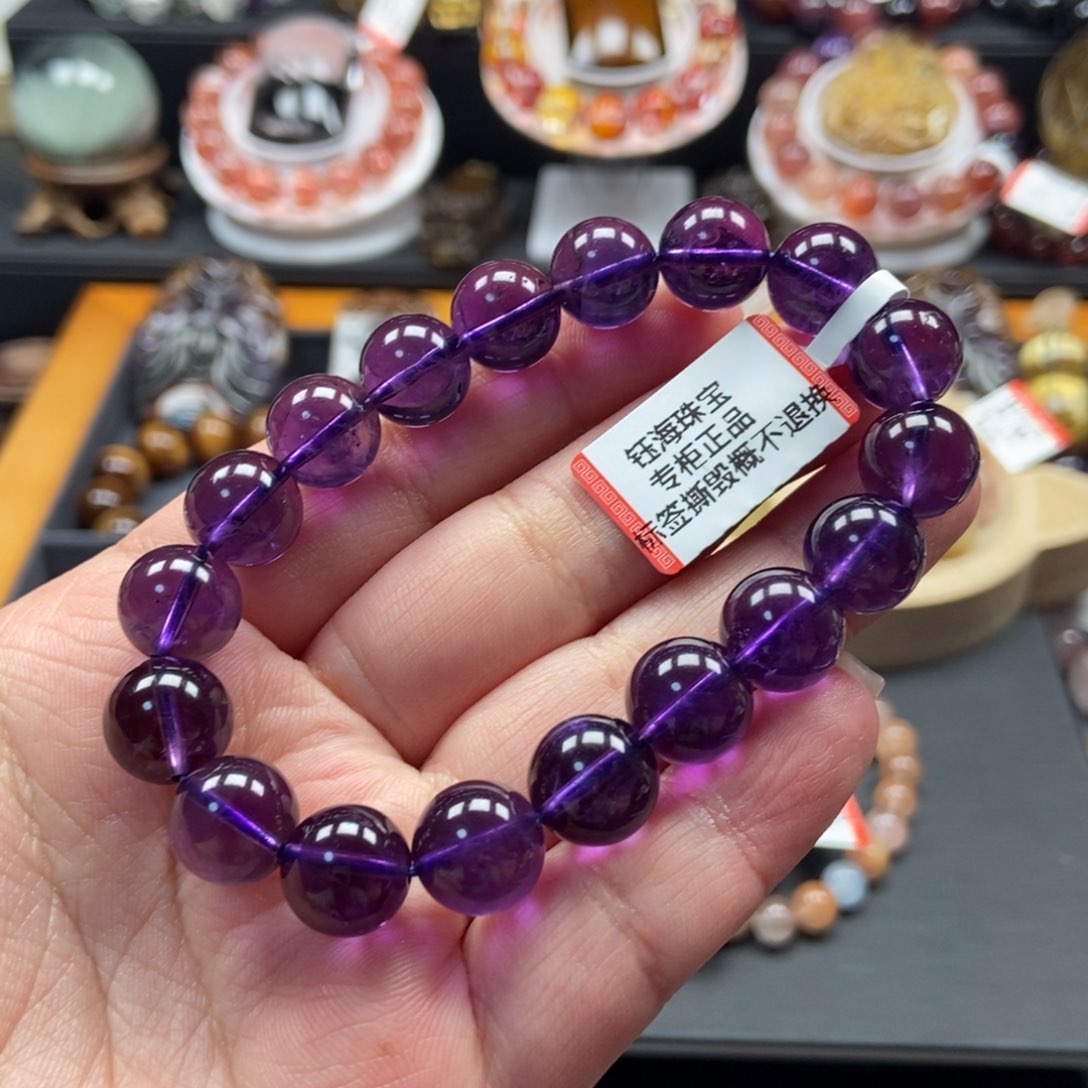 水晶紫水晶手链11毫米未镶嵌?