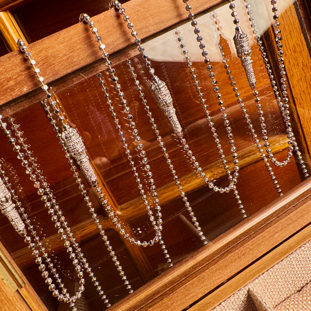 坠链均925银 四方珠六字箴言项链女银s925银饰女款