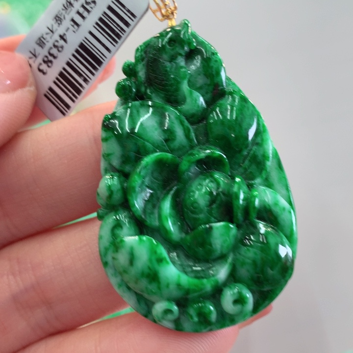 翡翠吊坠(不含链)18K金镶嵌