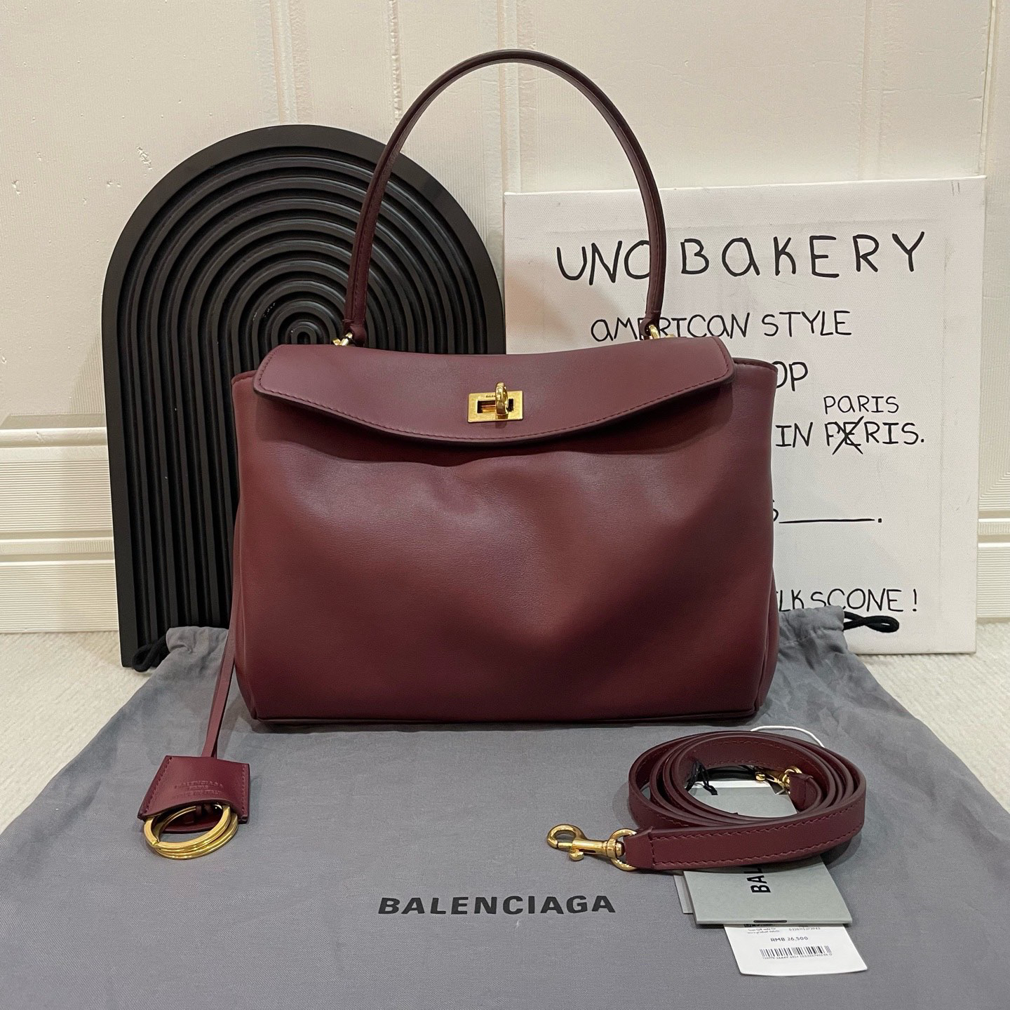 99新 Balenciaga/巴黎世家  Rodeo  深酒红色 单肩斜挎手提包