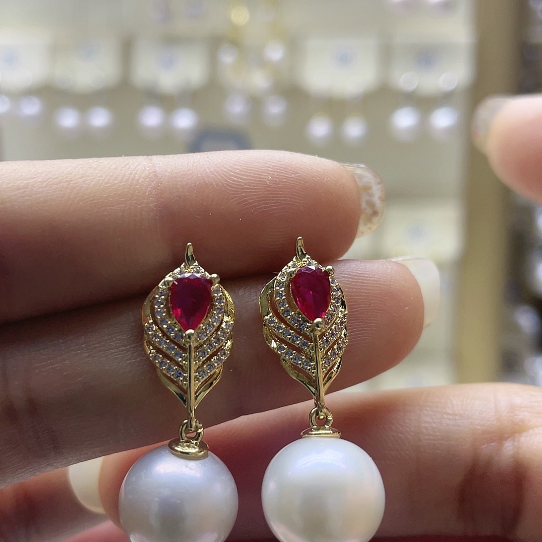 淡水珍珠耳饰银S925镶嵌