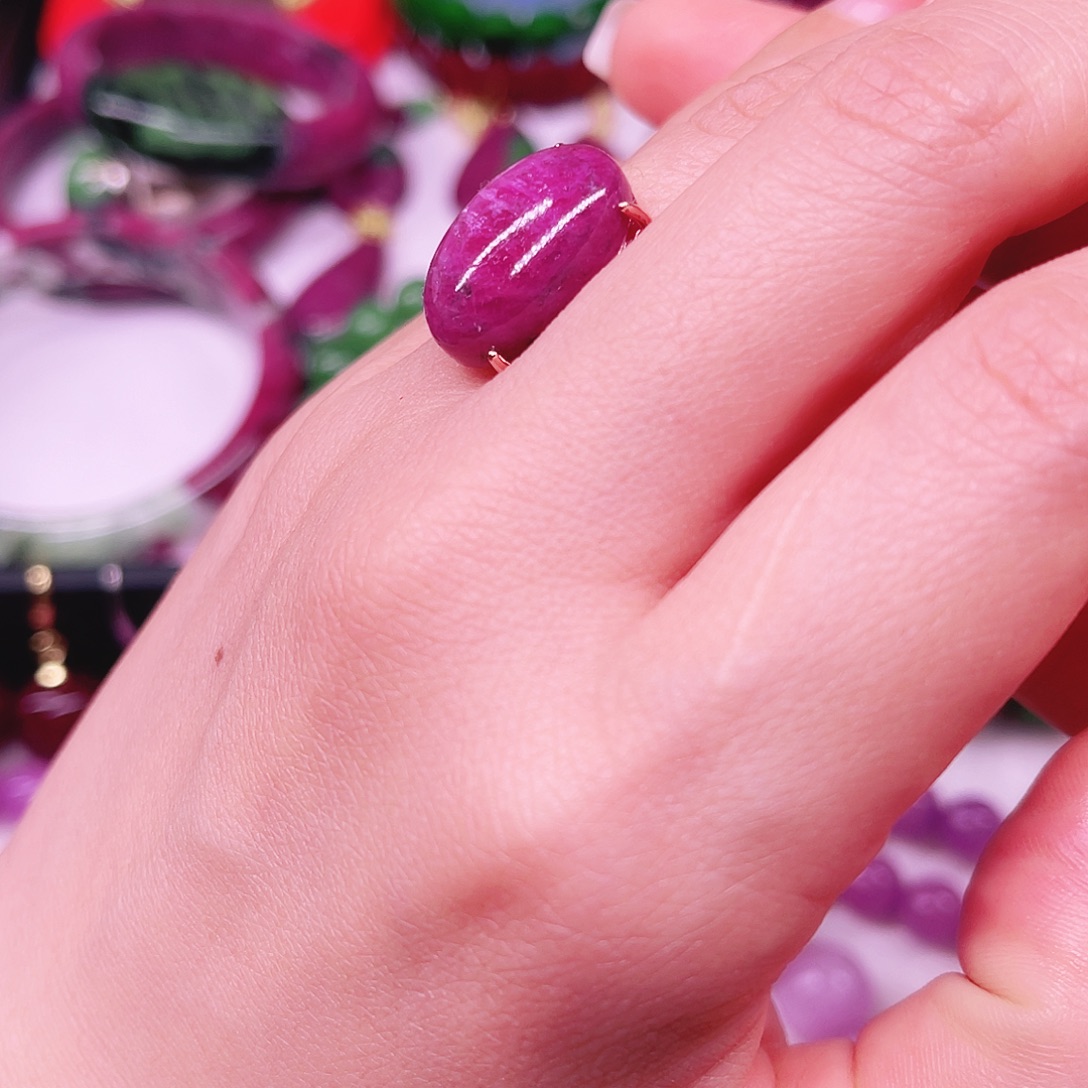 戒指银S925镶嵌红宝石