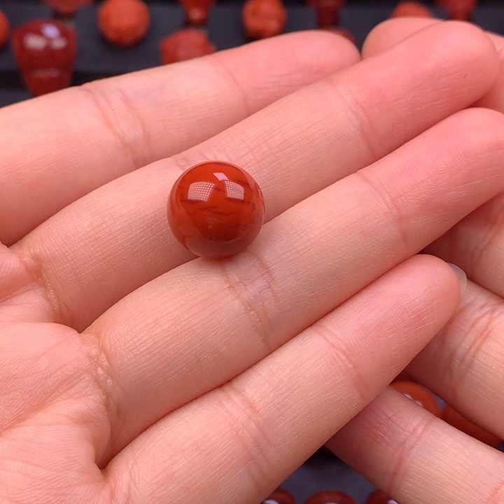 南红玛瑙未镶嵌火焰纹圆珠单珠12.9MM