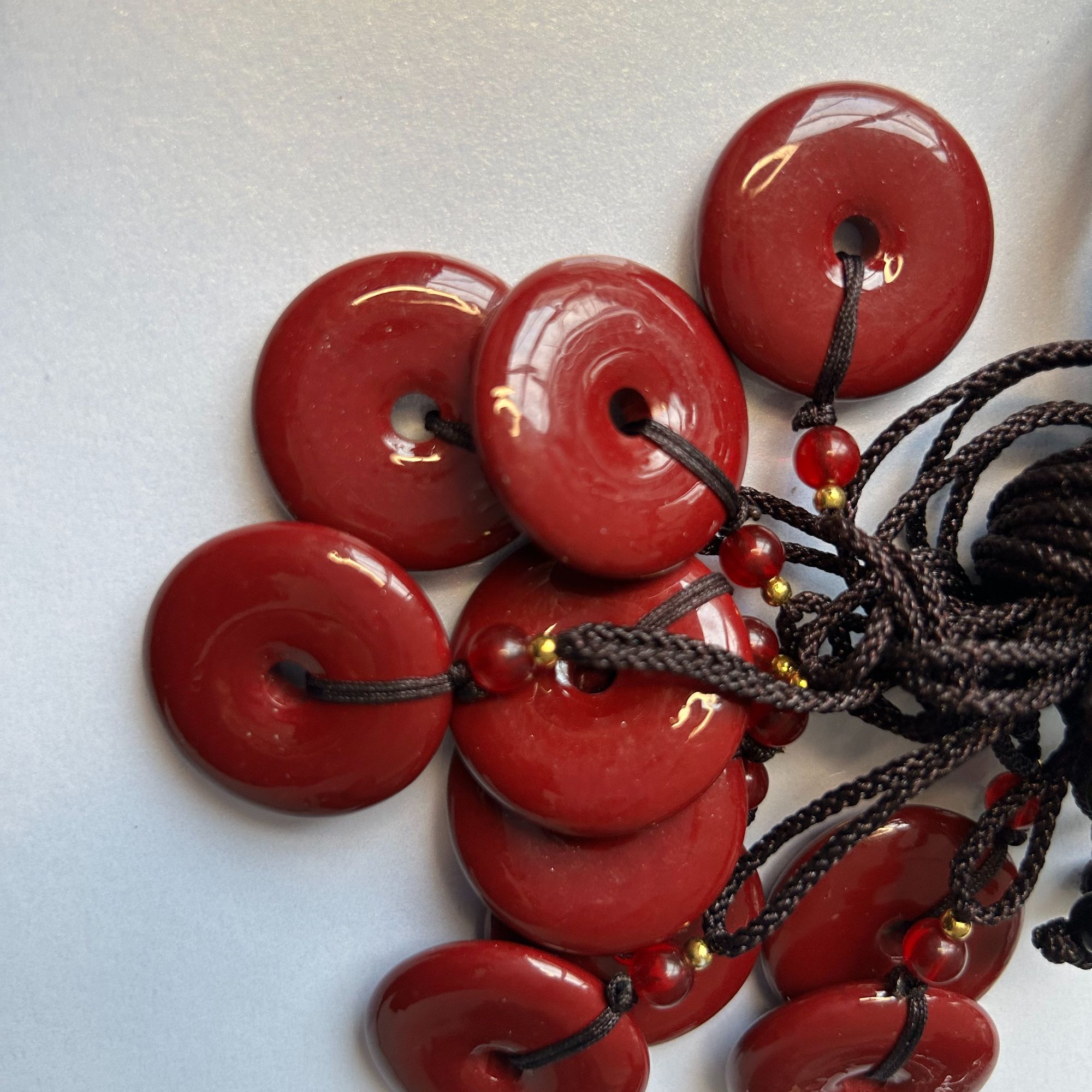 含辰砂工艺品平安扣红色朱砂    