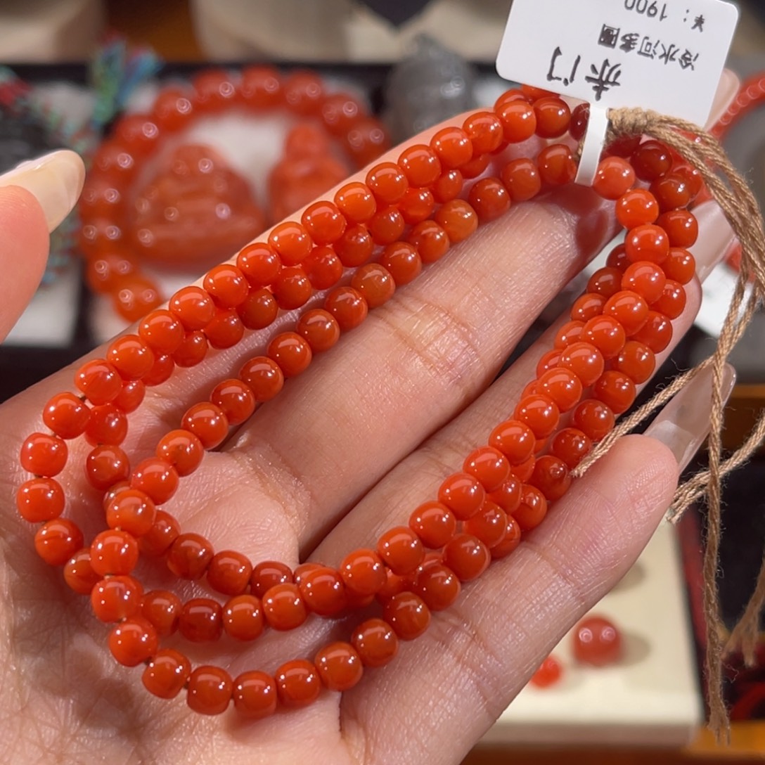 南红玛瑙未镶嵌老型单圈手串 4.8mm