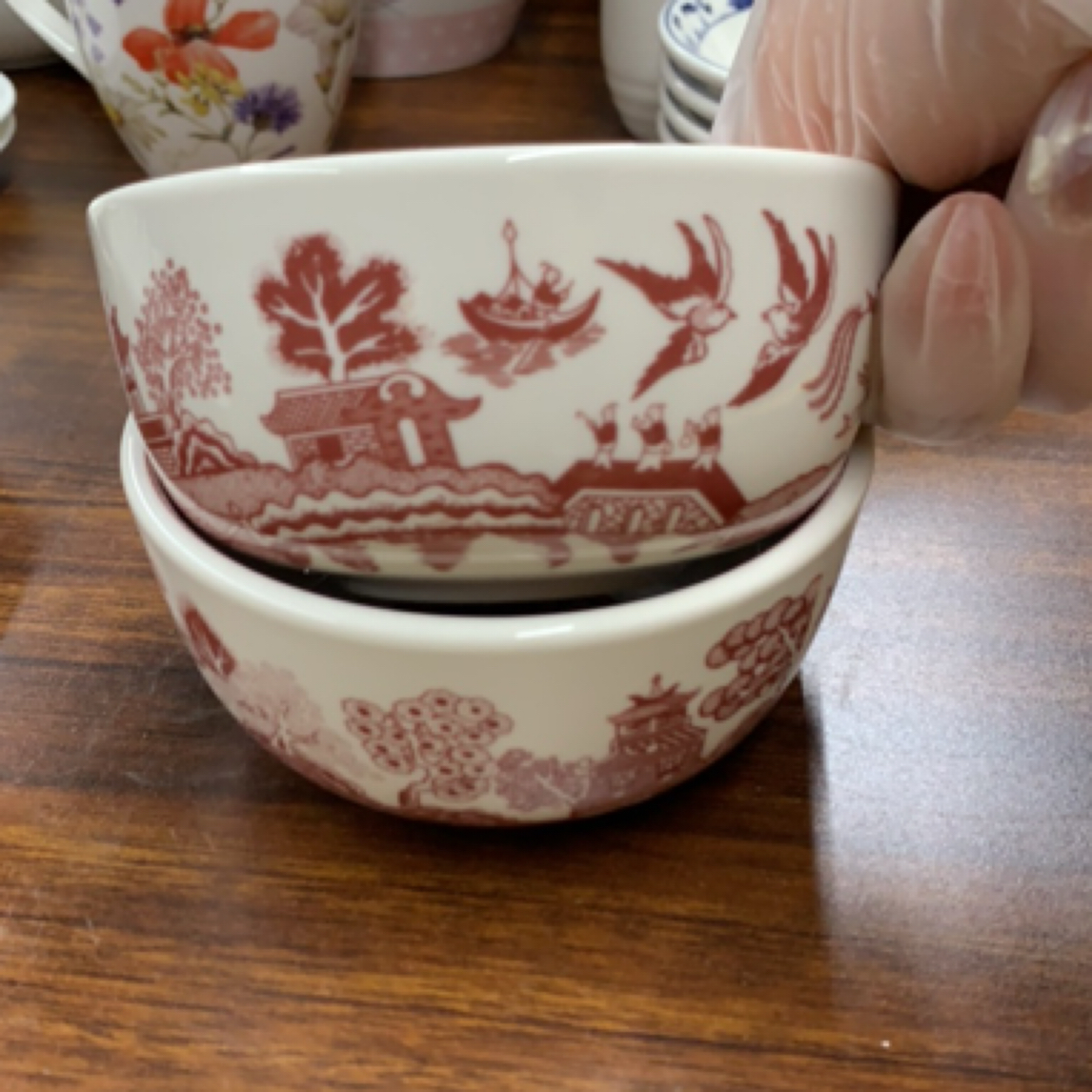 磁州窑出口尾货米饭碗两只釉中彩口径11高 5.5煤烧有黑点介意勿拍