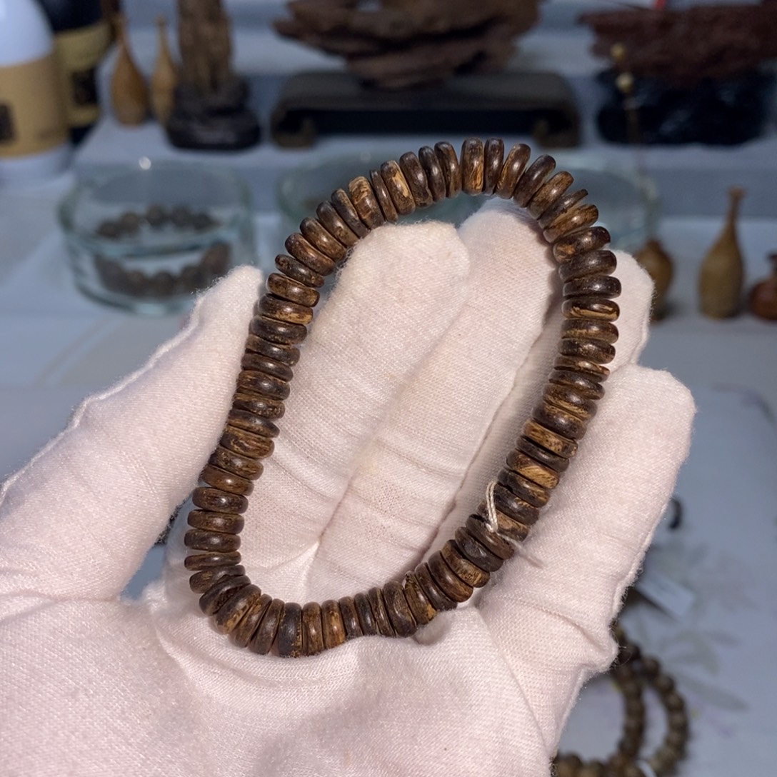 手串沉香文莱黑棋 沉水片片 10.2克