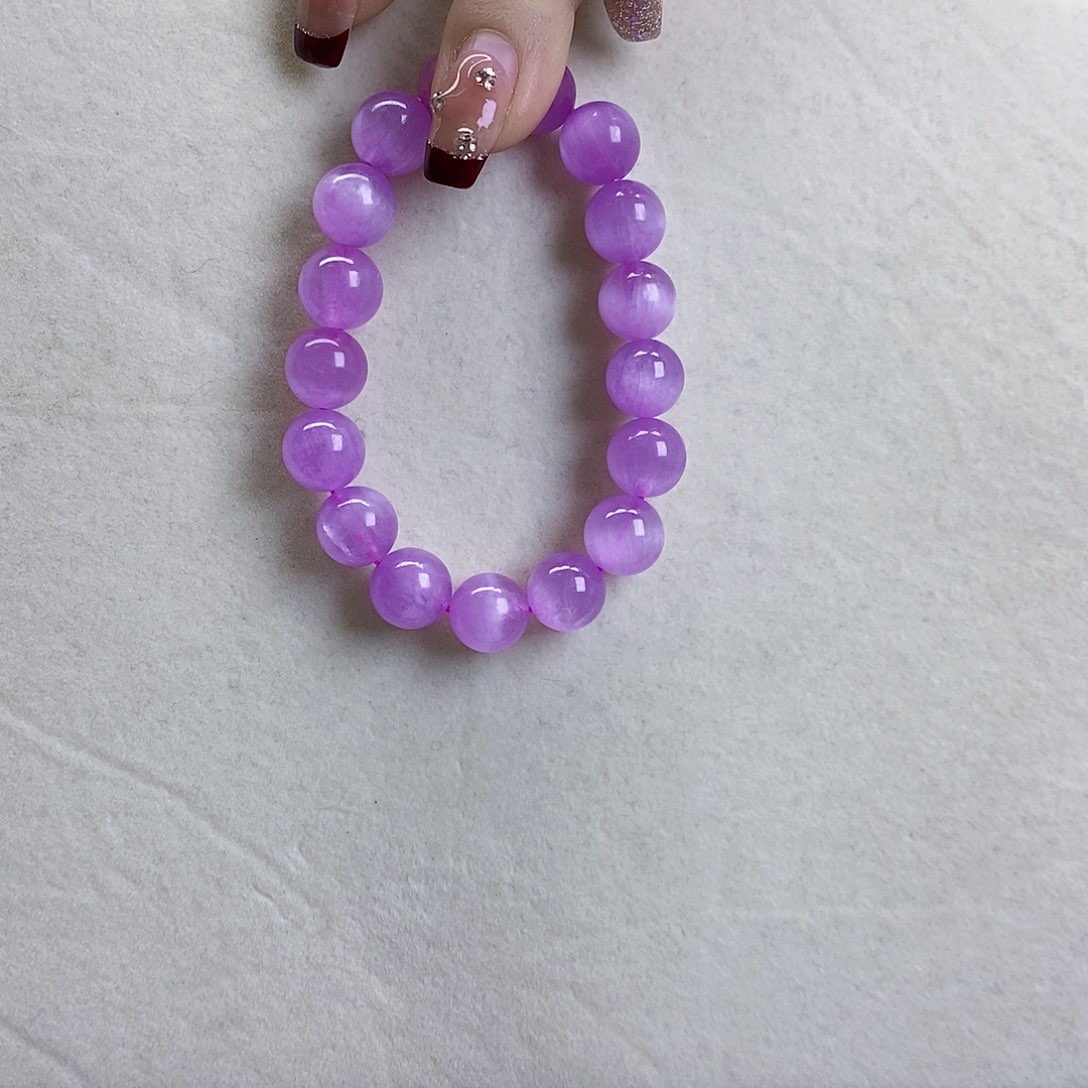 锂辉石紫锂辉高冰收藏级手串10+未镶嵌