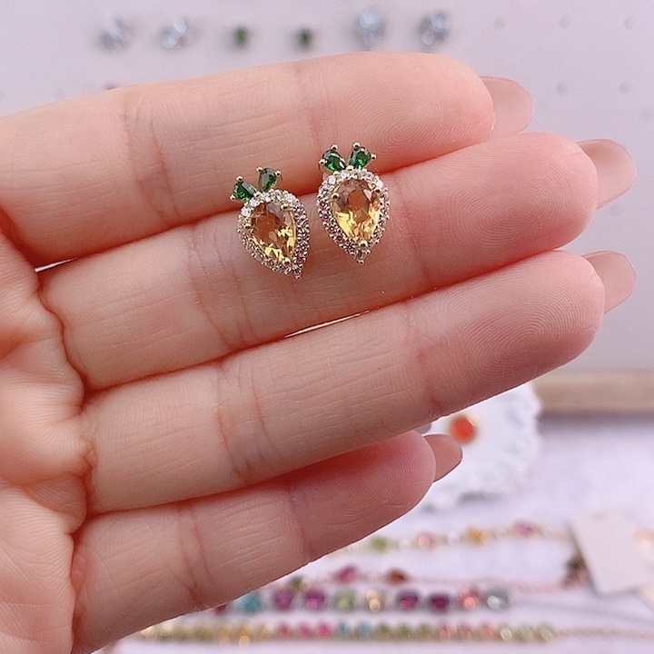 水晶耳饰银S925镶嵌耳饰