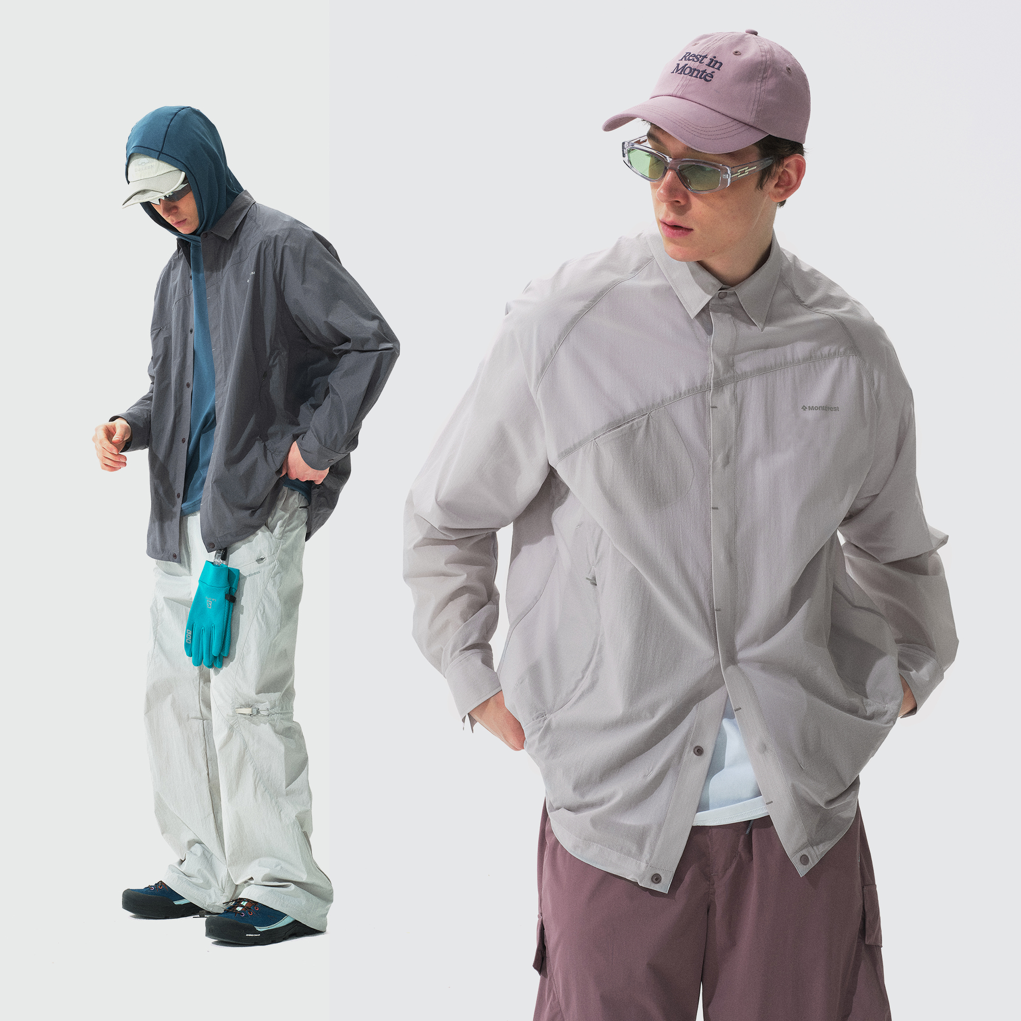 瞬时山野Monterest防泼水翻领四合扣轻薄宽松长袖衬衫男款