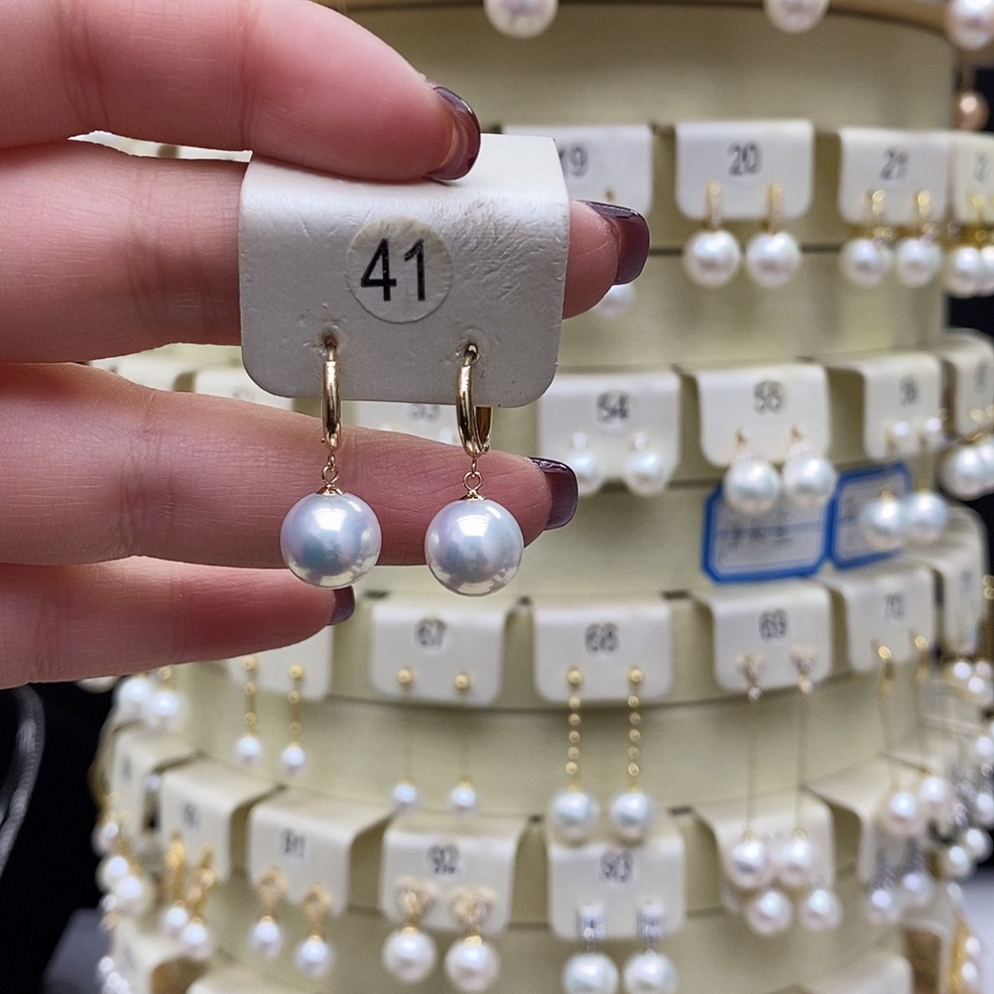 淡水珍珠耳饰18K金镶嵌