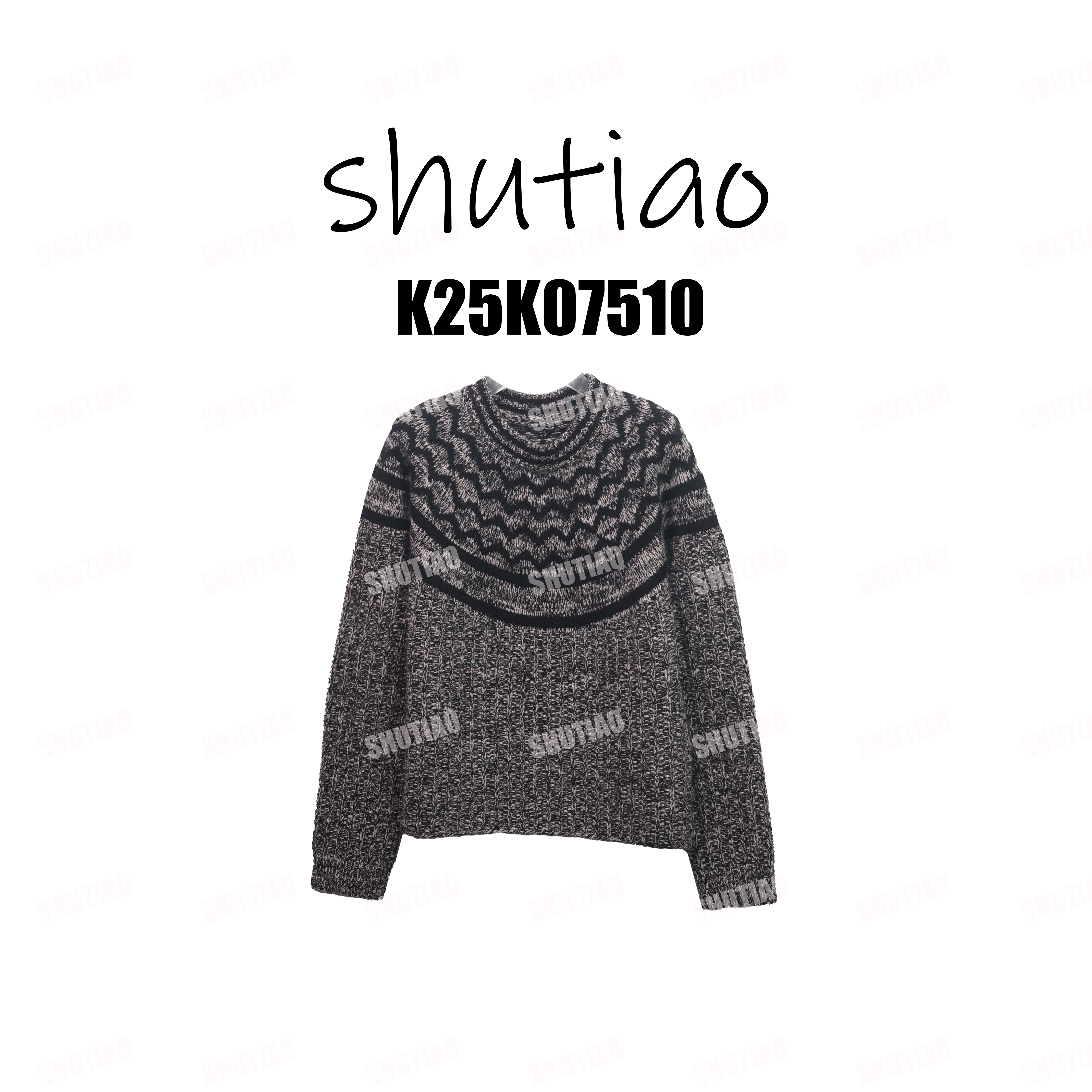 【SHUTIAO】2025冬季：进口精纺羊毛费尔岛灰毛衣K25K07510