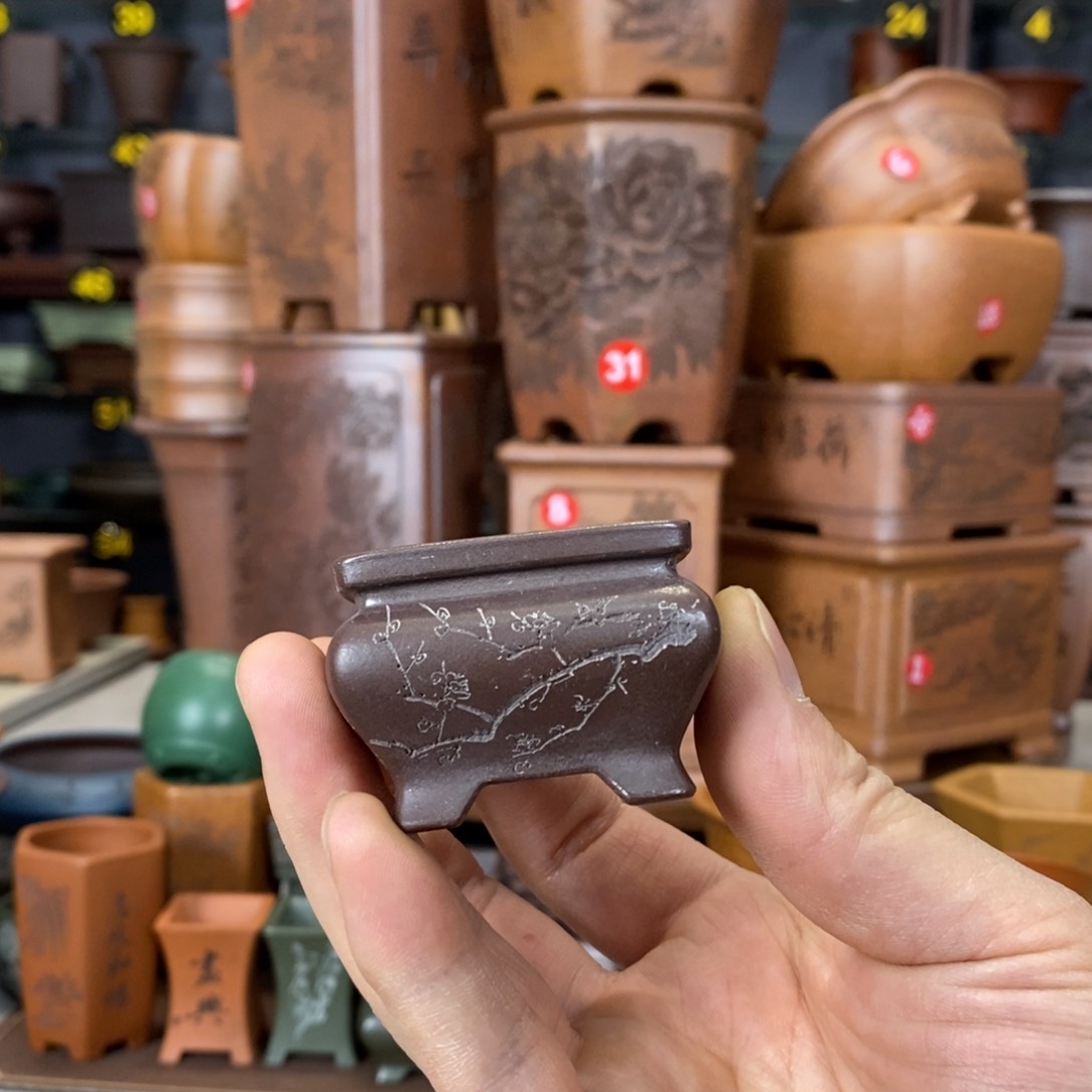 紫砂紫砂花盆盆景小盆