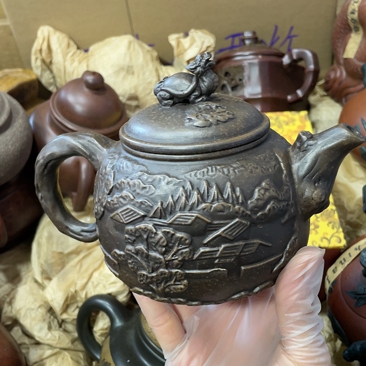 紫砂茶壶原矿泥料，手工制作一把，紫砂壶。