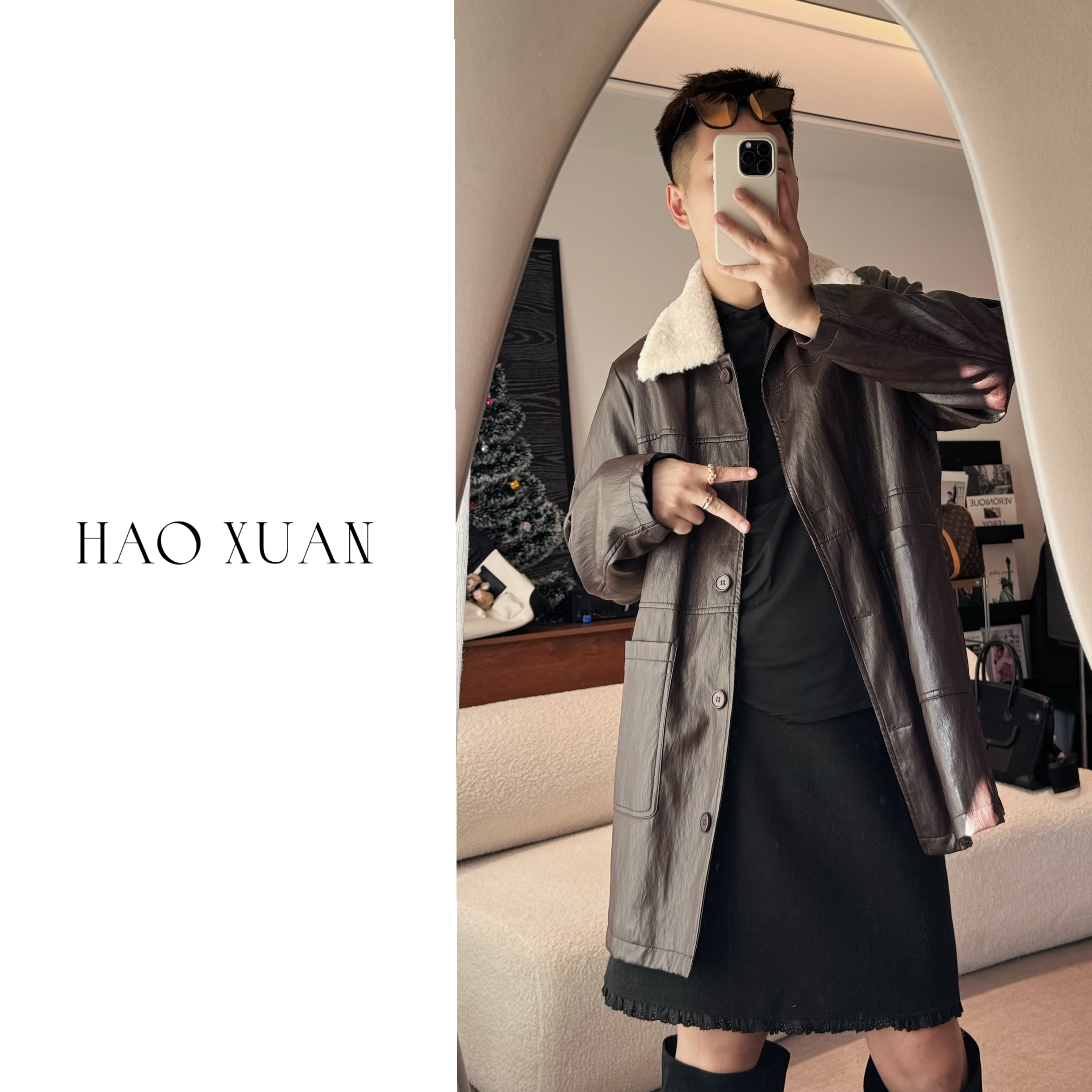 HAOXUAN 大码微胖【c74】毛领皮衣棉服2014