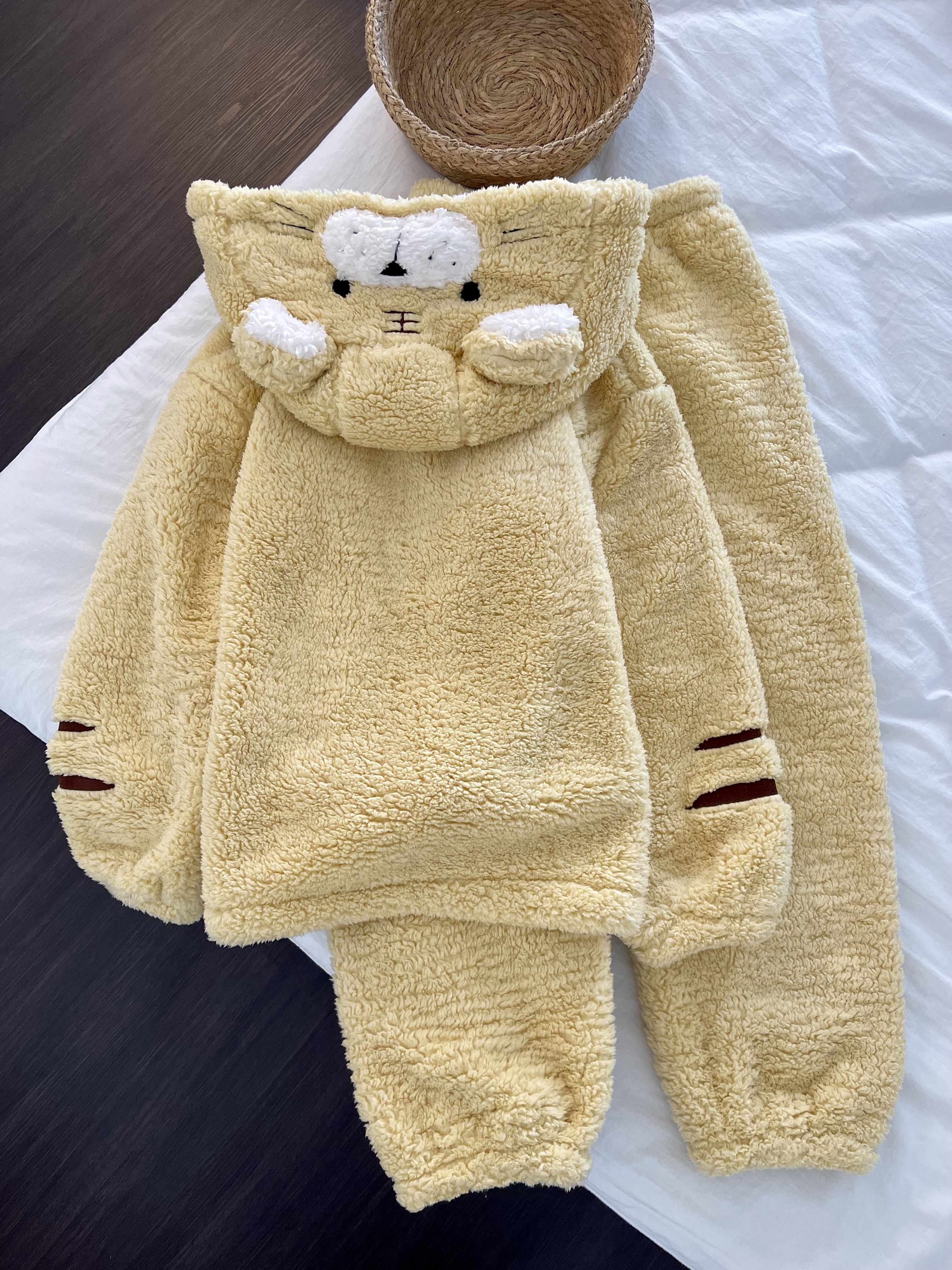 【DMXJ大梦想家】韩系可爱卡通连帽珊瑚绒睡衣女冬可外穿家居服套装