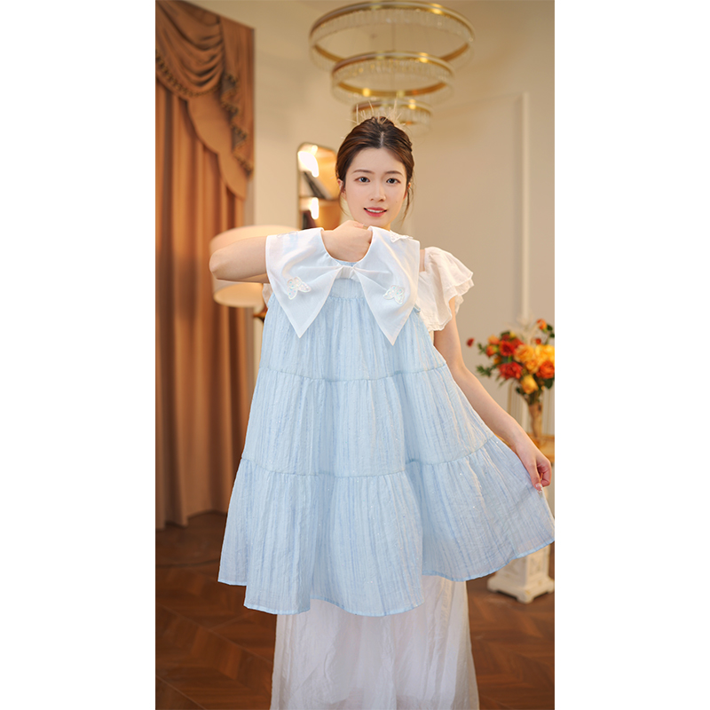 女童夏季蓝色连衣裙2025新款中大童女宝儿童夏款裙子10280