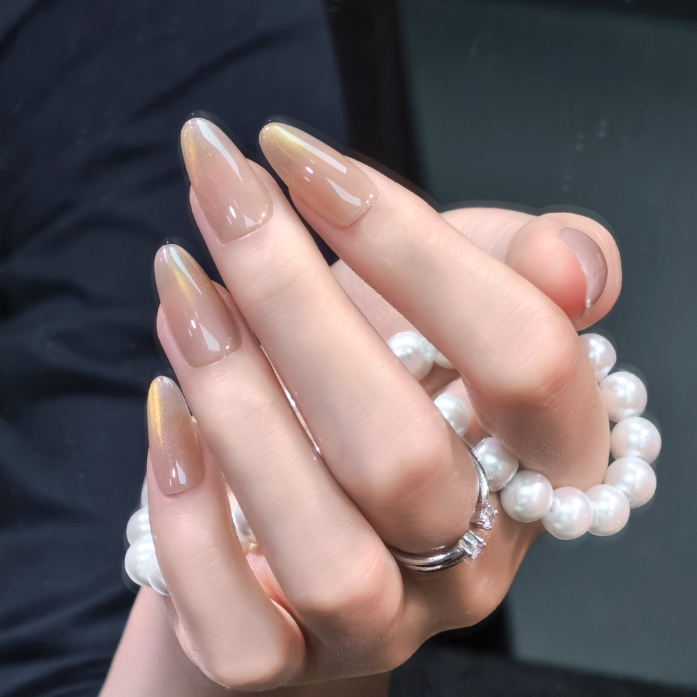 【日落大道】原创高定美甲显白裸色气质腮红渐变高级纯手工穿戴甲