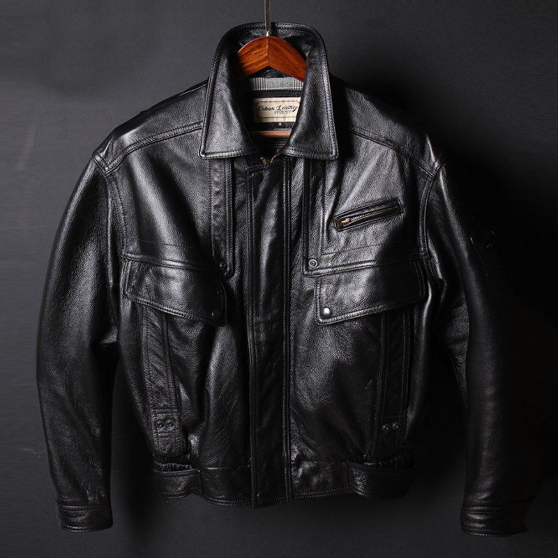 牛皮皮衣 电影港风空军系列男装真皮夹克外套休闲商务经典时尚款