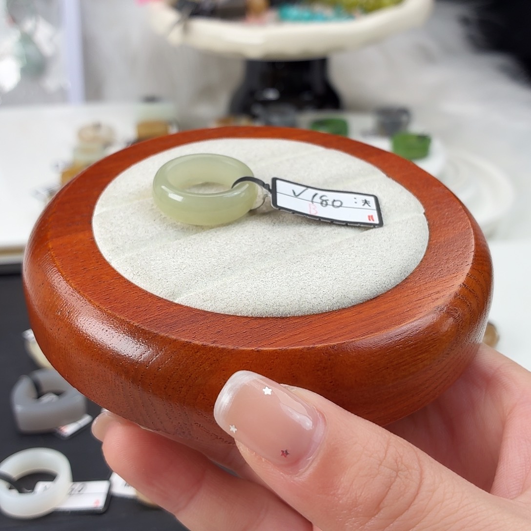 和田玉未镶嵌戒指Q19晴水轮胎内径16.4